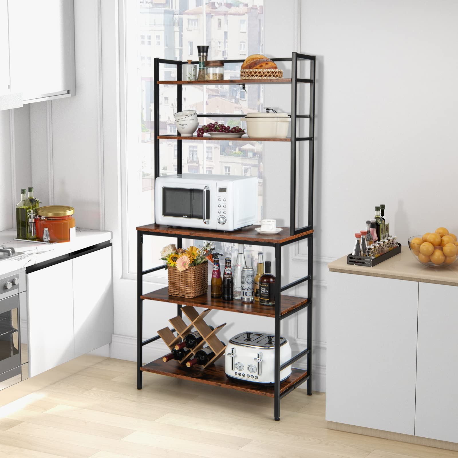 komfotteu-k-chenregal-5-ebenen-80-x-40-x-170-cm-metall-standregal-braun-schwarz image 7