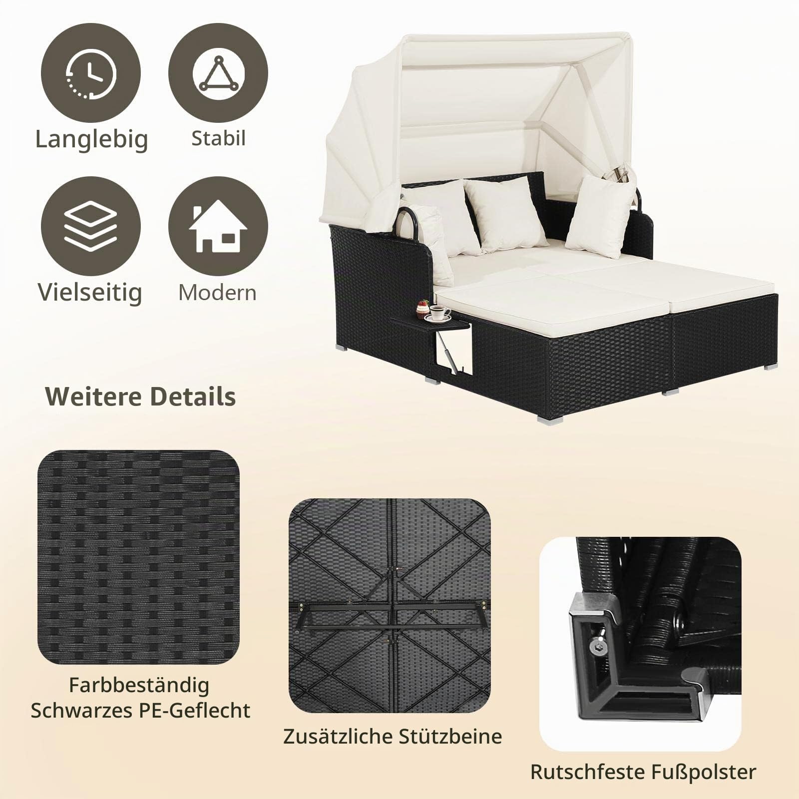 komfotteu-rattan-sonnenliege-f-r-2-personen-mit-sonnendach-inkl-kissen image 4