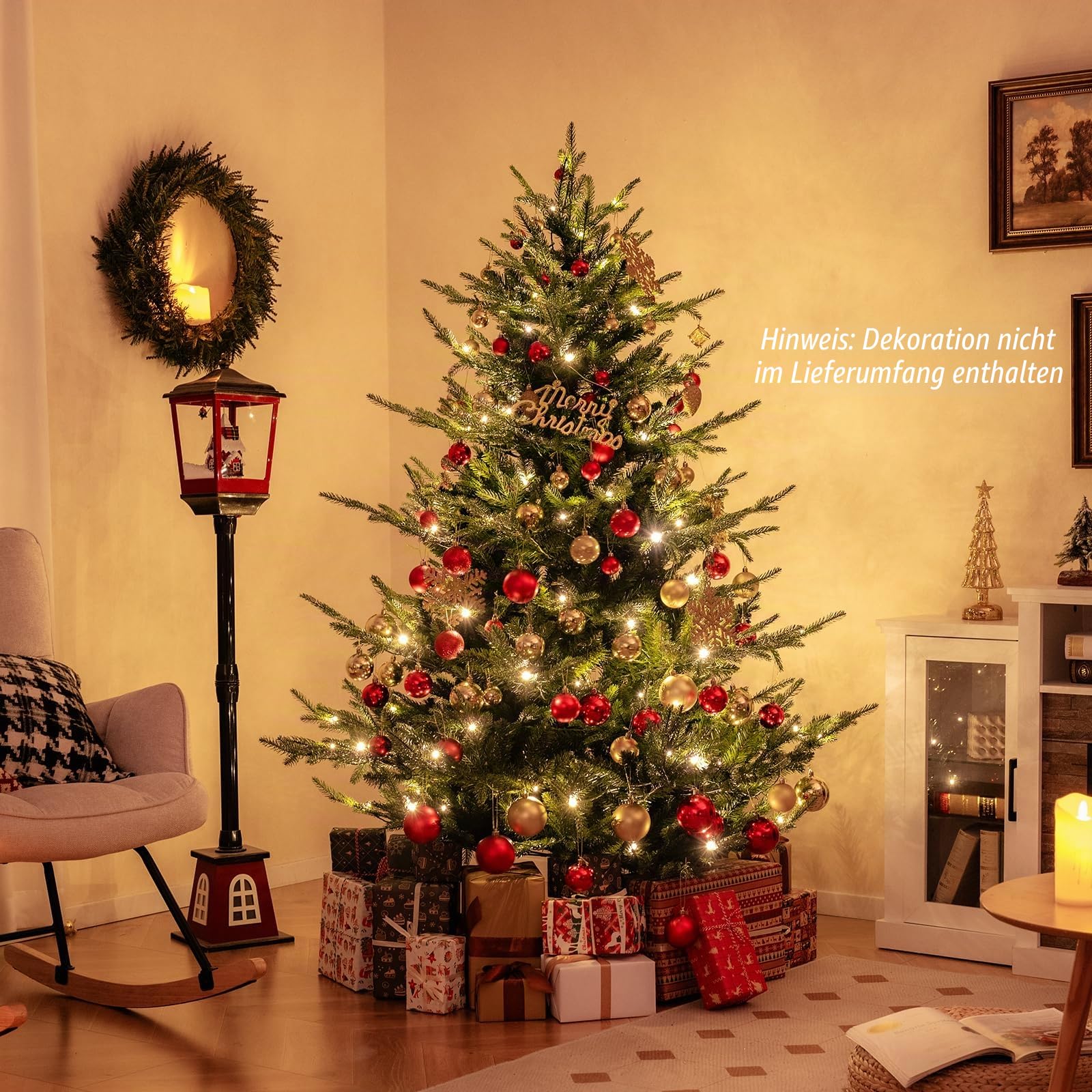 komfotteu-k-nstlicher-weihnachtsbaum-mit-lichtern-135-cm-442-spitzen image 2