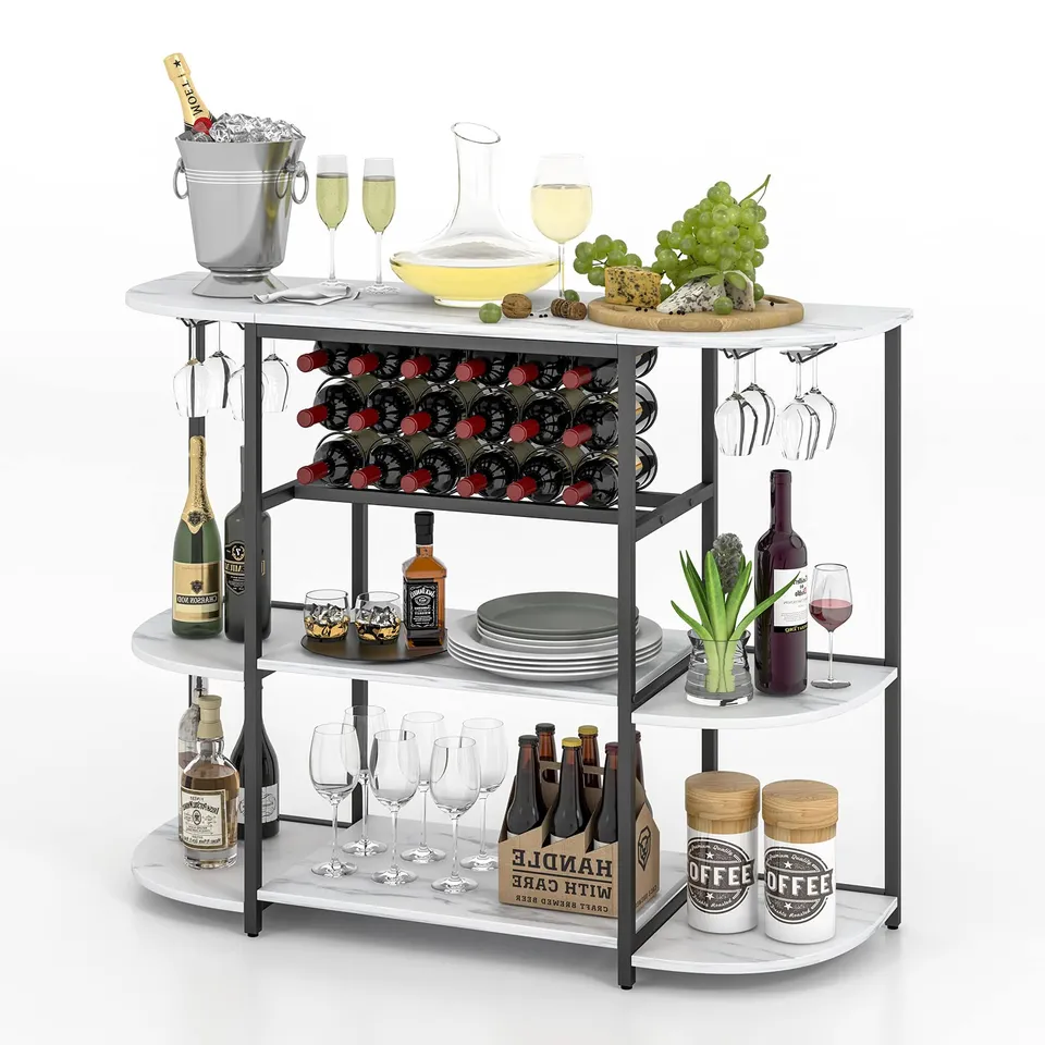 komfotteu-weintisch-mit-flaschenhalter-f-r-18-flaschen-wei-marmor-optik image 1