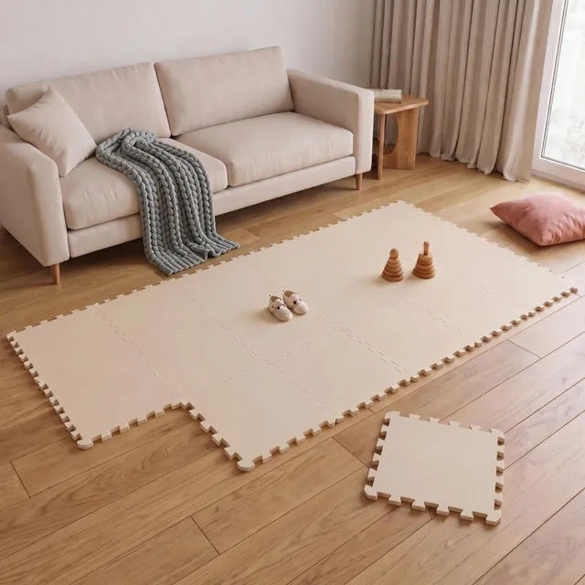 littletom-spielmatte-baby-puzzlematte-18-teile-30x30-cm-180x90-cm-beige image 1