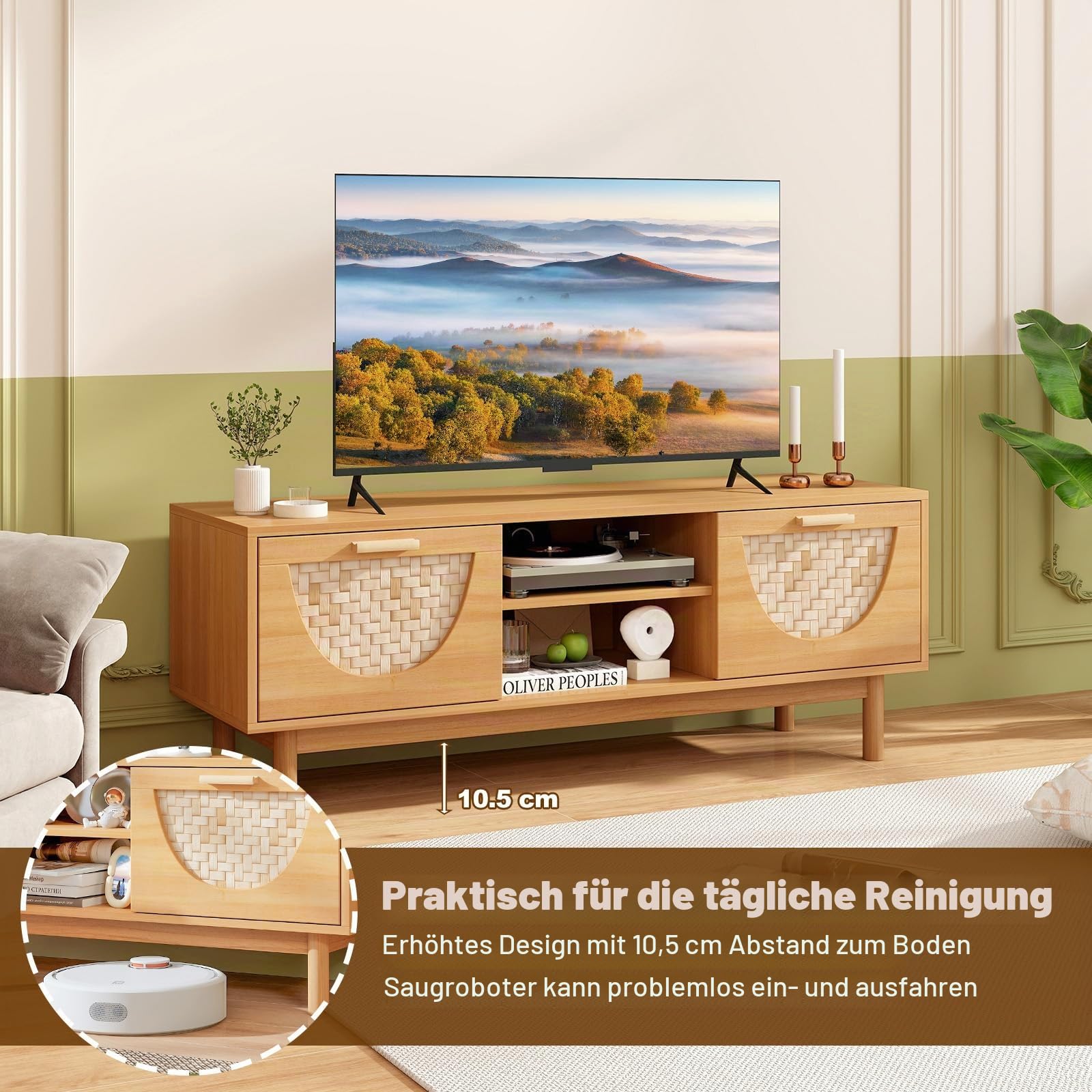 komfotteu-fernsehtisch-tv-schrank-holz-120x35x45-5-cm-f-r-tv-bis-55-zoll-mit-bam image 5
