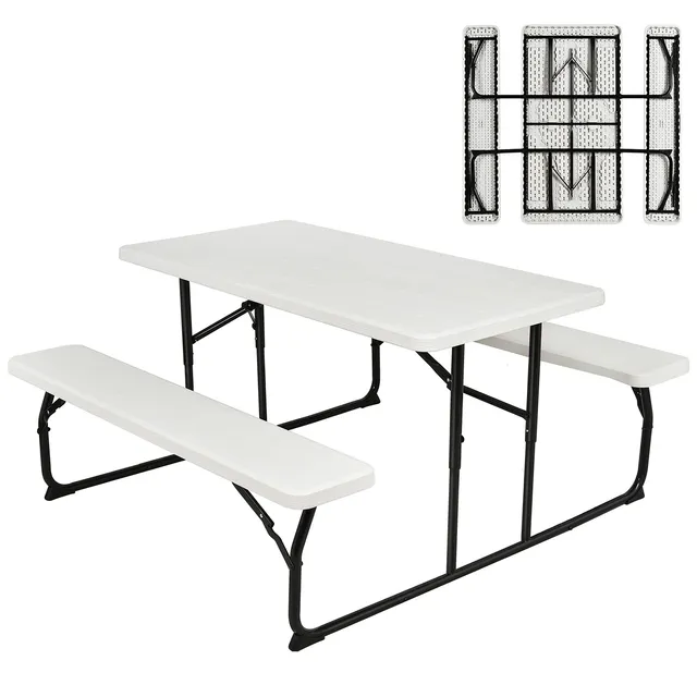 komfotteu-campingtisch-mit-st-hlen-klappbar-bierzeltgarnitur-3-teilig-wei image 1