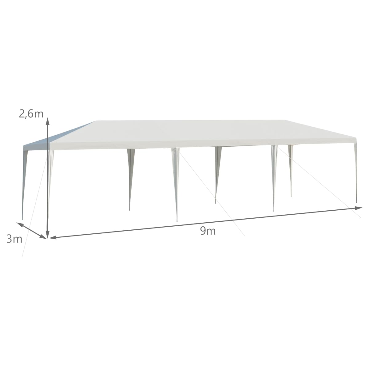 komfotteu-partyzelt-3x9-m-faltbar-tragbar-metallrohre-wasserfest-gartenpavillon image 6