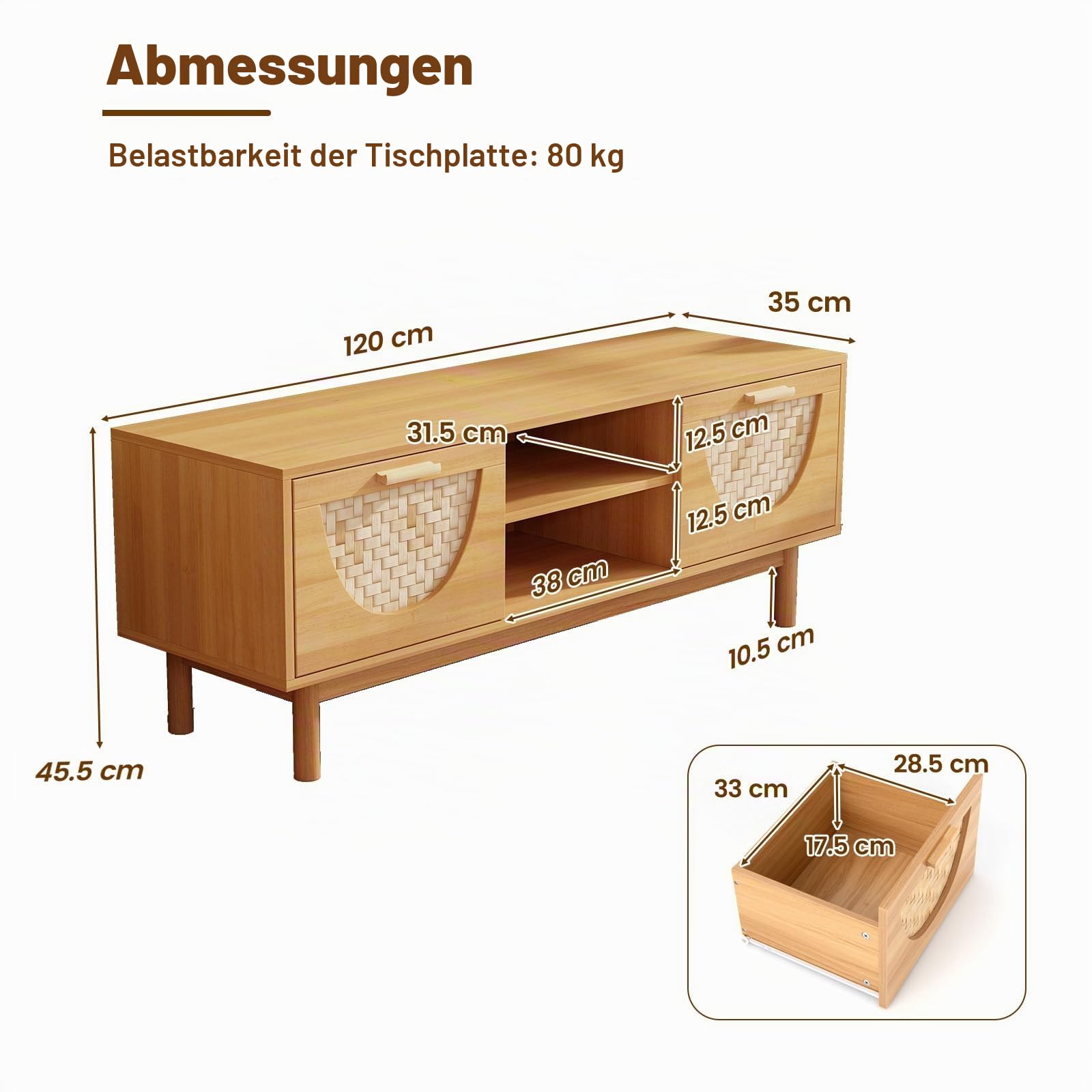 komfotteu-fernsehtisch-tv-schrank-holz-120x35x45-5-cm-f-r-tv-bis-55-zoll-mit-bam image 6