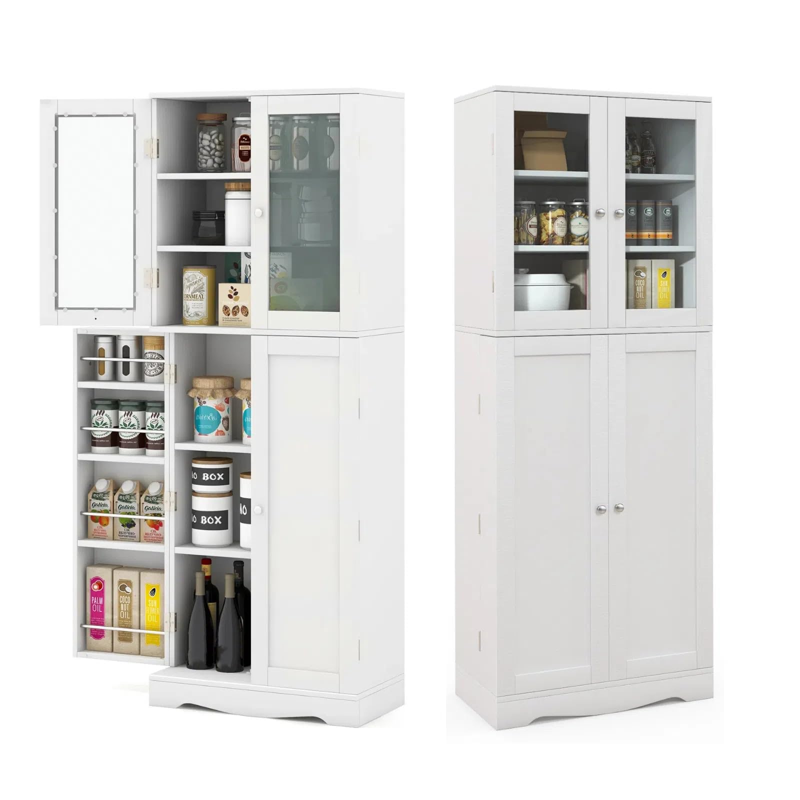 komfotteu-hochschrank-vitrinenschrank-wei-60x31-5x161-5-cm-mit-glast-r image 1