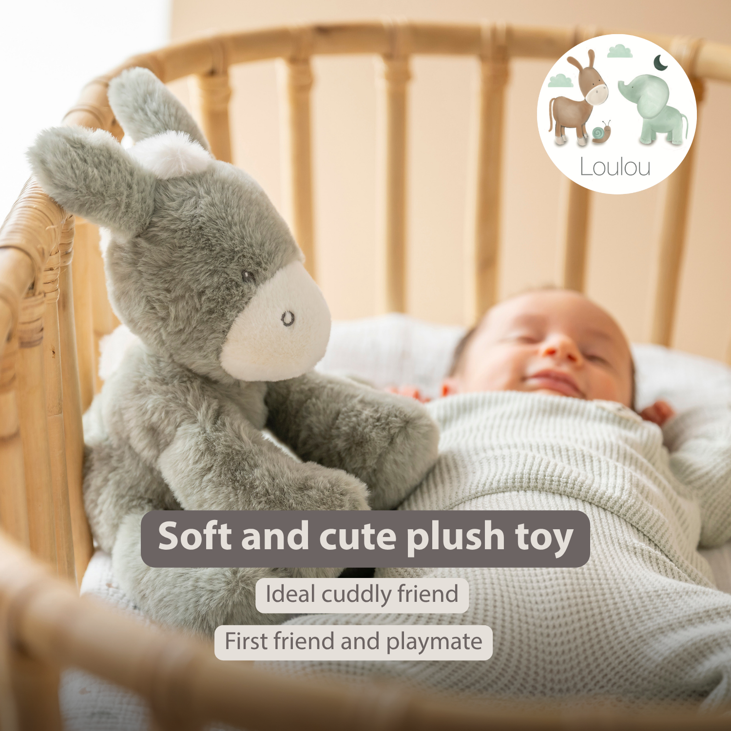 nattou-loulou-kuscheltier-esel-30-cm-dunkelgr-n image 2