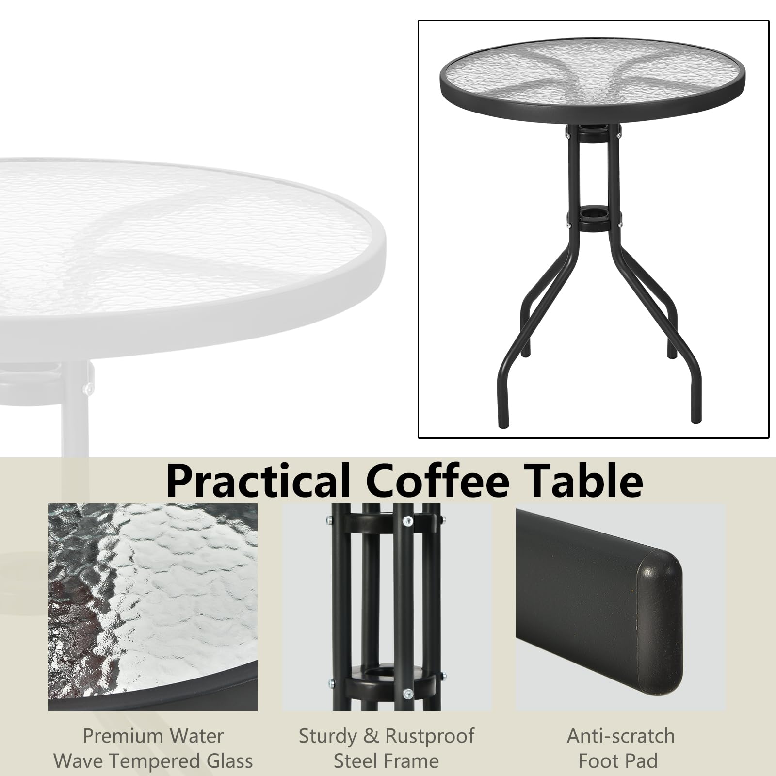 komfotteu-3-tlg-bistro-set-gartentisch-mit-schirmloch-2-klappst-hle-schwarz image 4