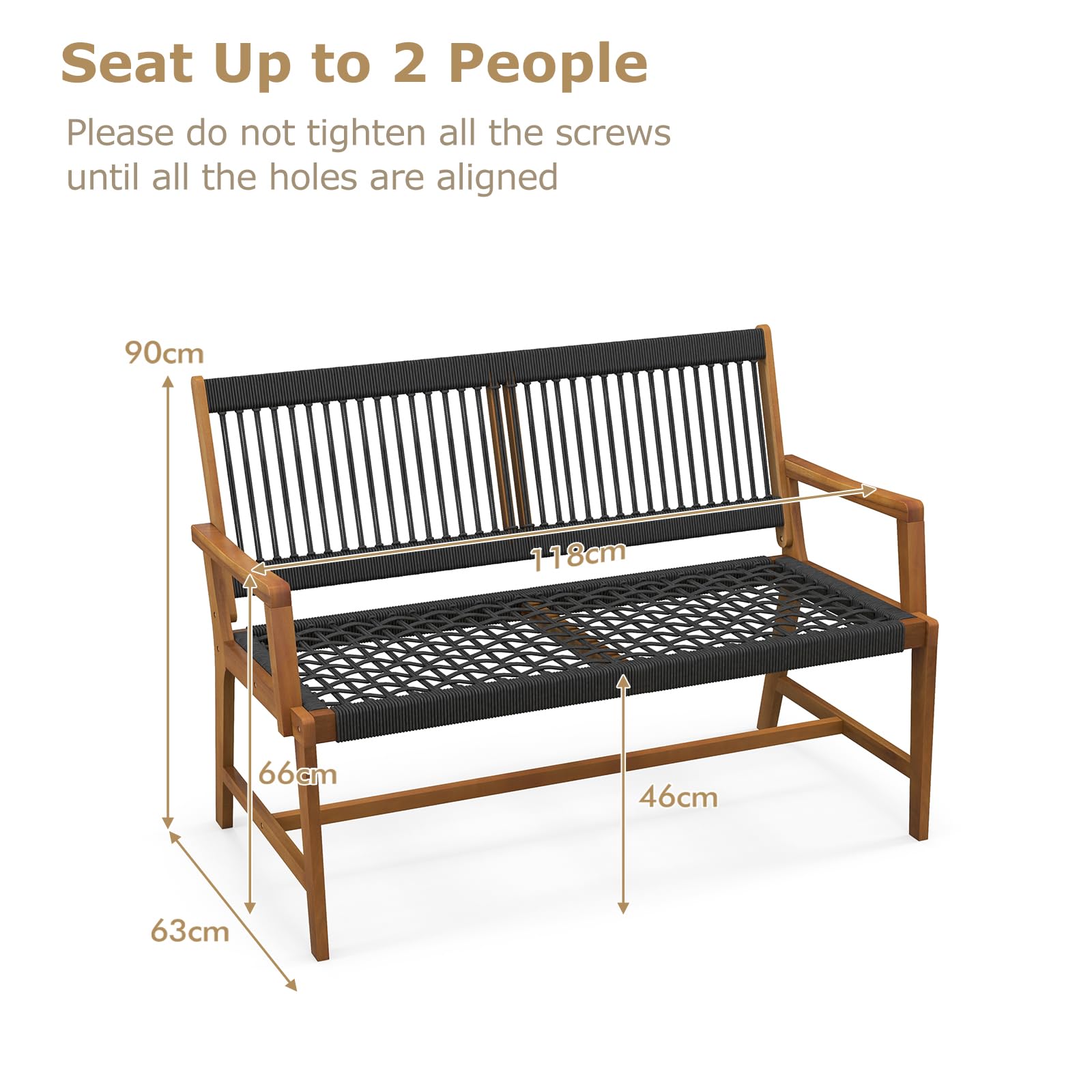 komfotteu-gartenbank-akazienholz-2-sitzer-parkbank-118-x-63-x-90-cm-bis-320-kg image 3