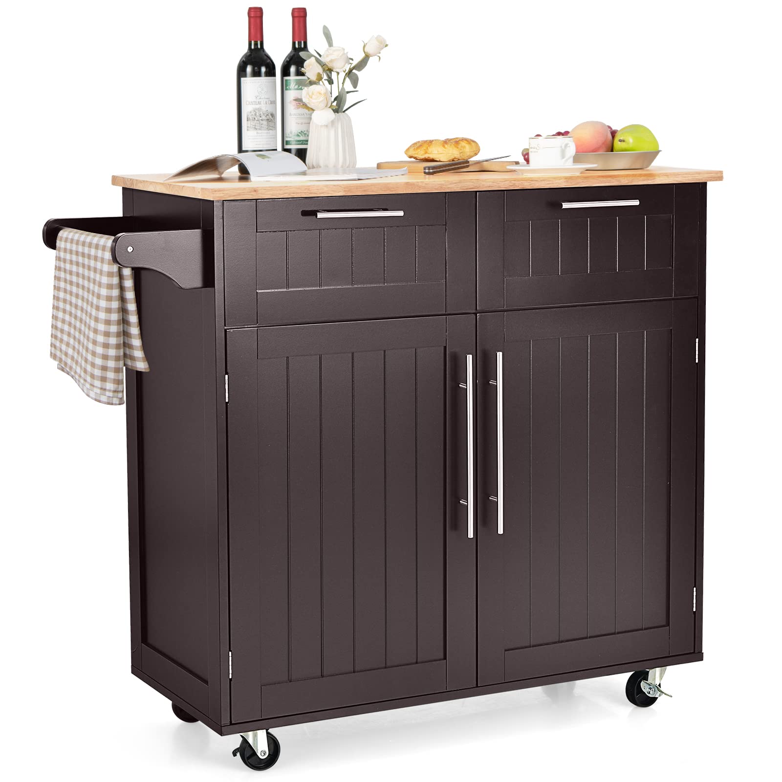 komfotteu-k-chenwagen-mit-arbeitsplatte-und-rollen-kaffee-94-x-45-5-x-94-5-cm image 1