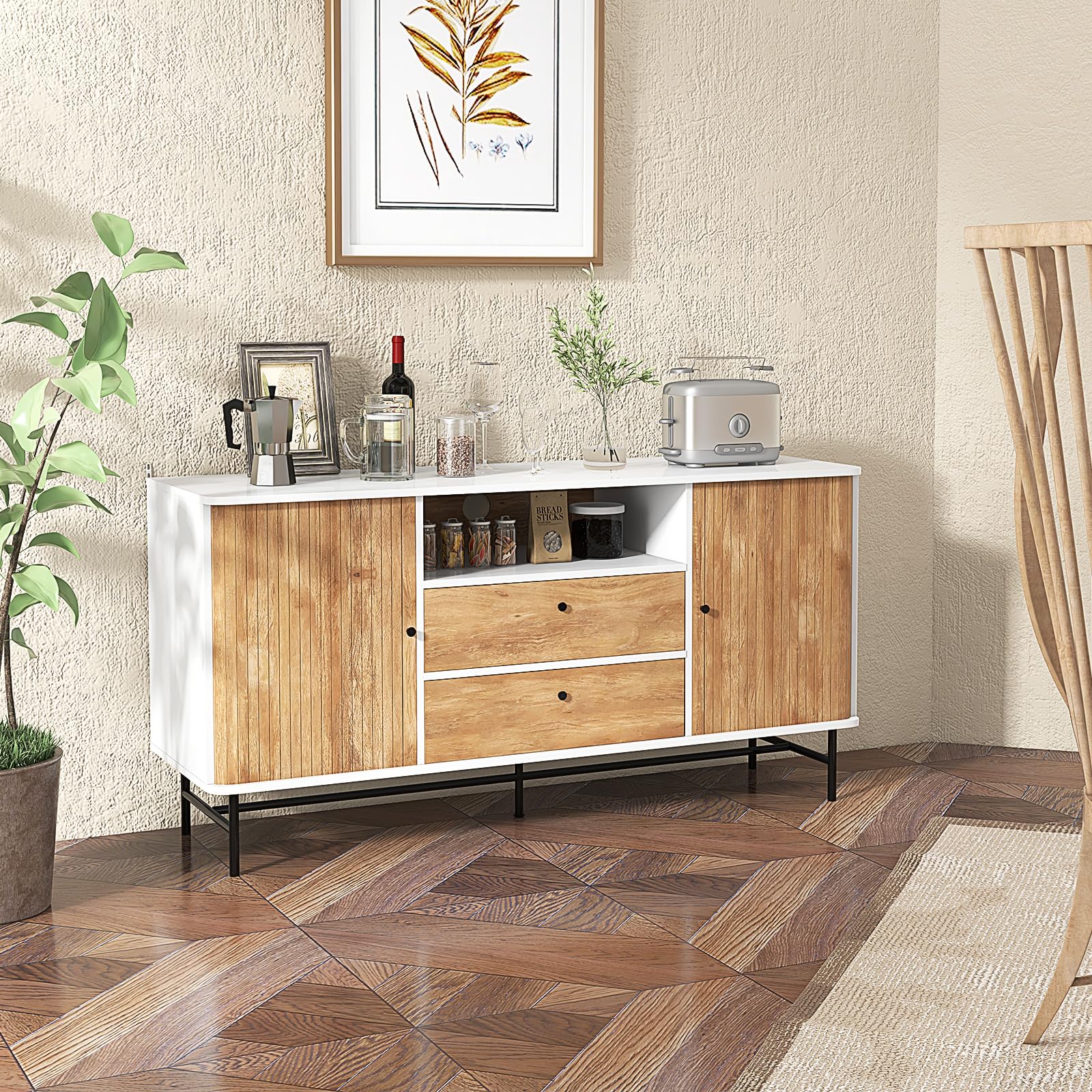 komfotteu-sideboard-150x45x74cm-mit-schiebet-ren-tv-bis-65-zoll image 7
