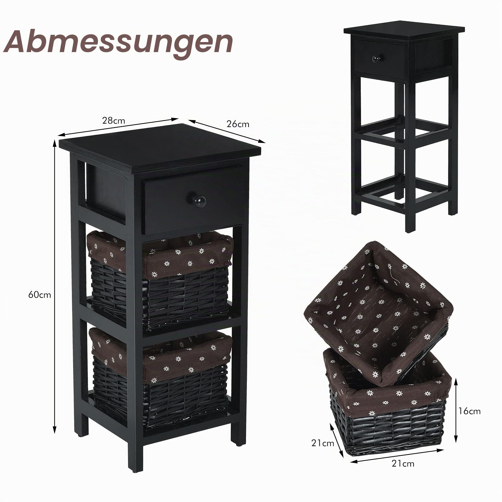 komfotteu-nachttisch-2er-set-schwarz-28x26x60-cm-beistelltisch-mit-schublade-und image 3