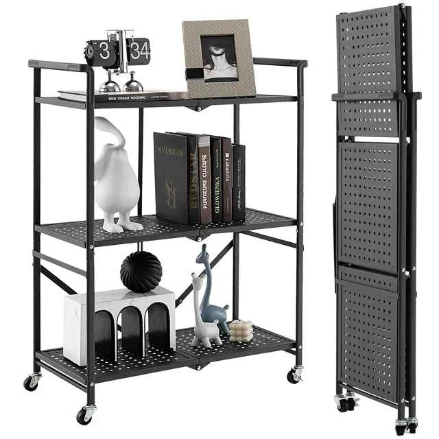 komfotteu-lagerregal-klappbar-73x33x94-cm-k-chenregal-auf-rollen-3-etagen-schwar image 1