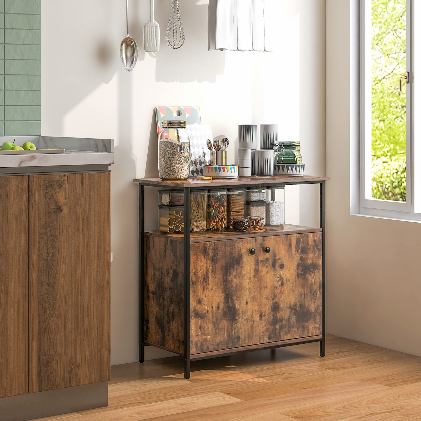 komfotteu-sideboard-k-chenschrank-industriestil-mit-2-t-ren image 2