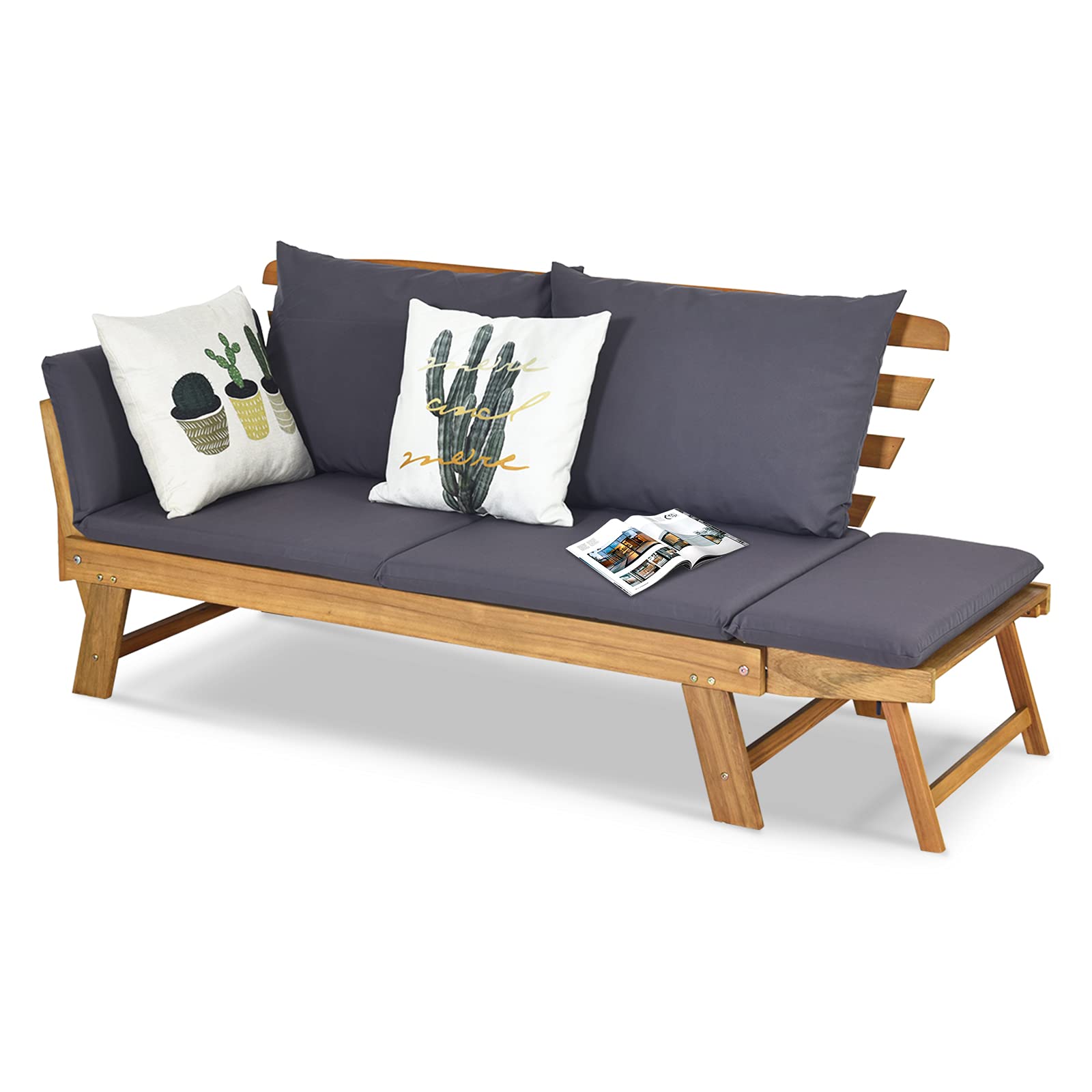komfotteu-gartenbank-aus-holz-165-x-65-x-88-cm-verstellbare-multifunktionsbank-g image 8