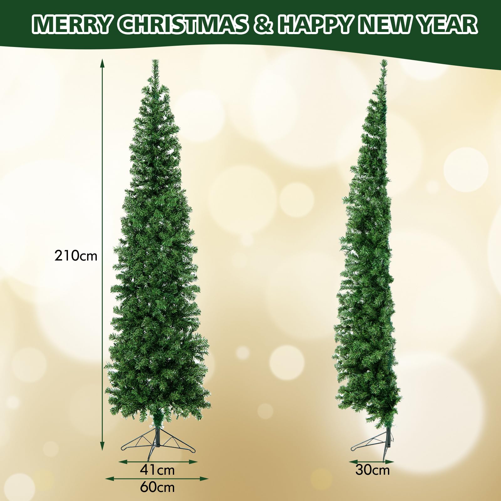 komfotteu-k-nstlicher-bleistiftbaum-210-cm-weihnachtsbaum-mit-150-led image 7