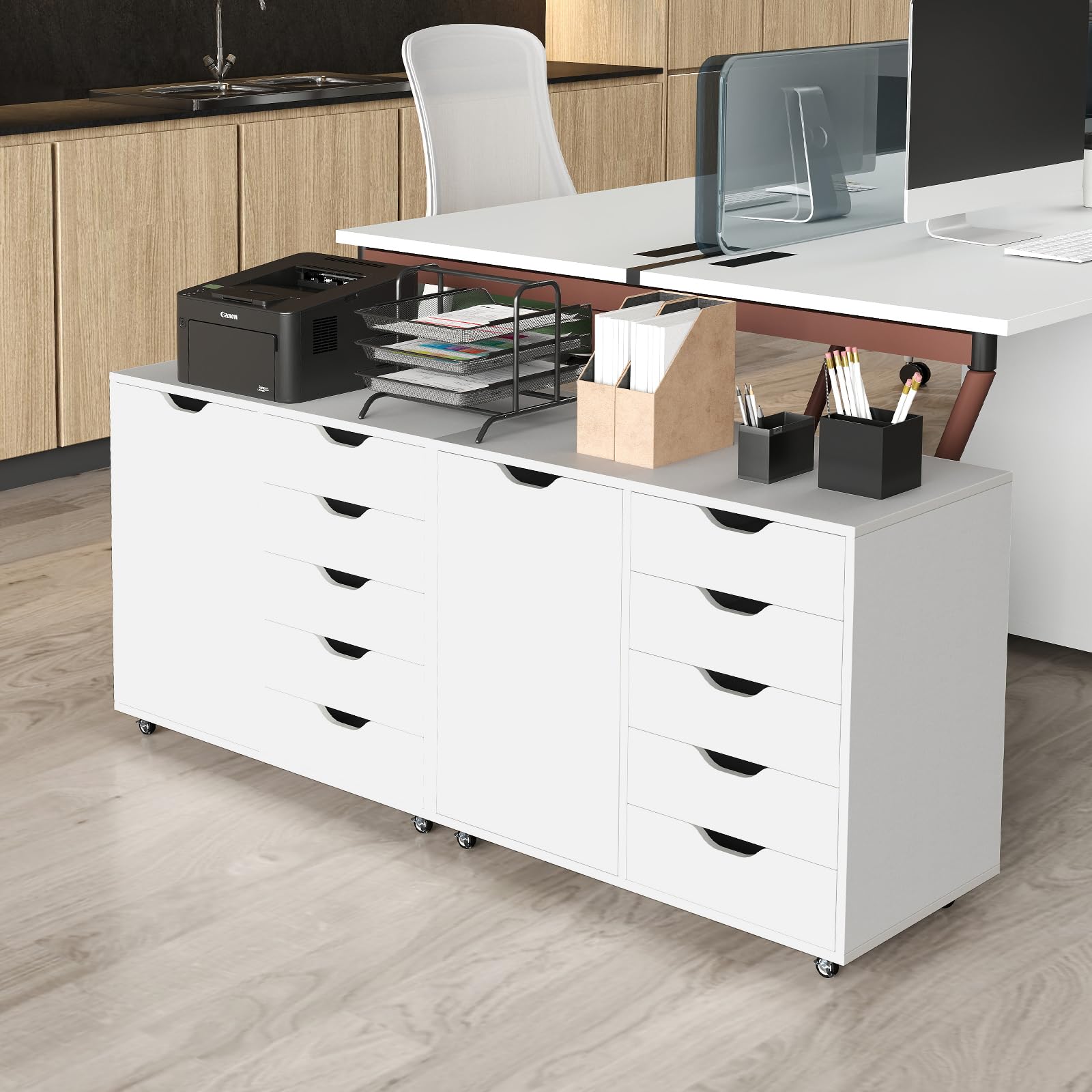 komfotteu-aktenschrank-mit-rollen-5-schubladen-79x39x65-cm-wei image 2