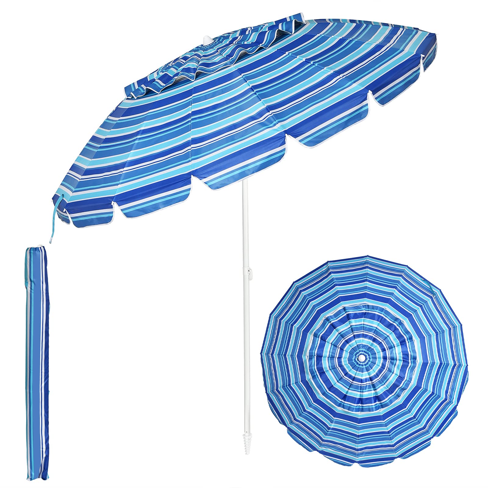 komfotteu-sonnenschirm-strand-243-cm-knickbar-mit-tragetasche image 1