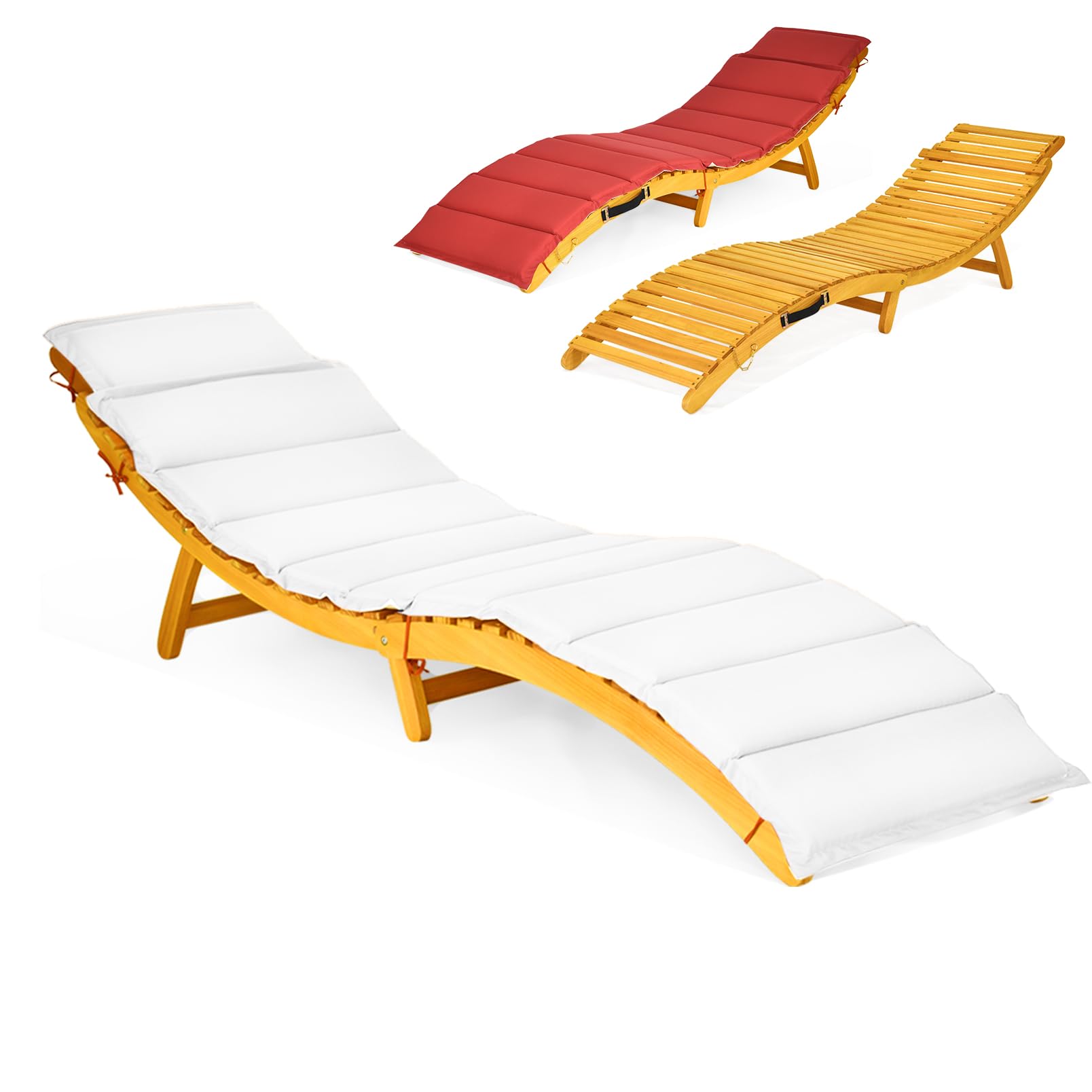 komfotteu-sonnenliege-klappbar-bis-180-kg-holz-liegestuhl-mit-wendekissen-rot-we image 1
