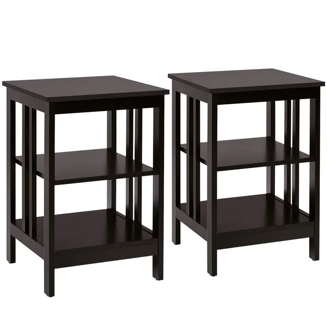 komfotteu-nachttisch-3-ebenen-braun-2er-set-40x40x61-cm image 1