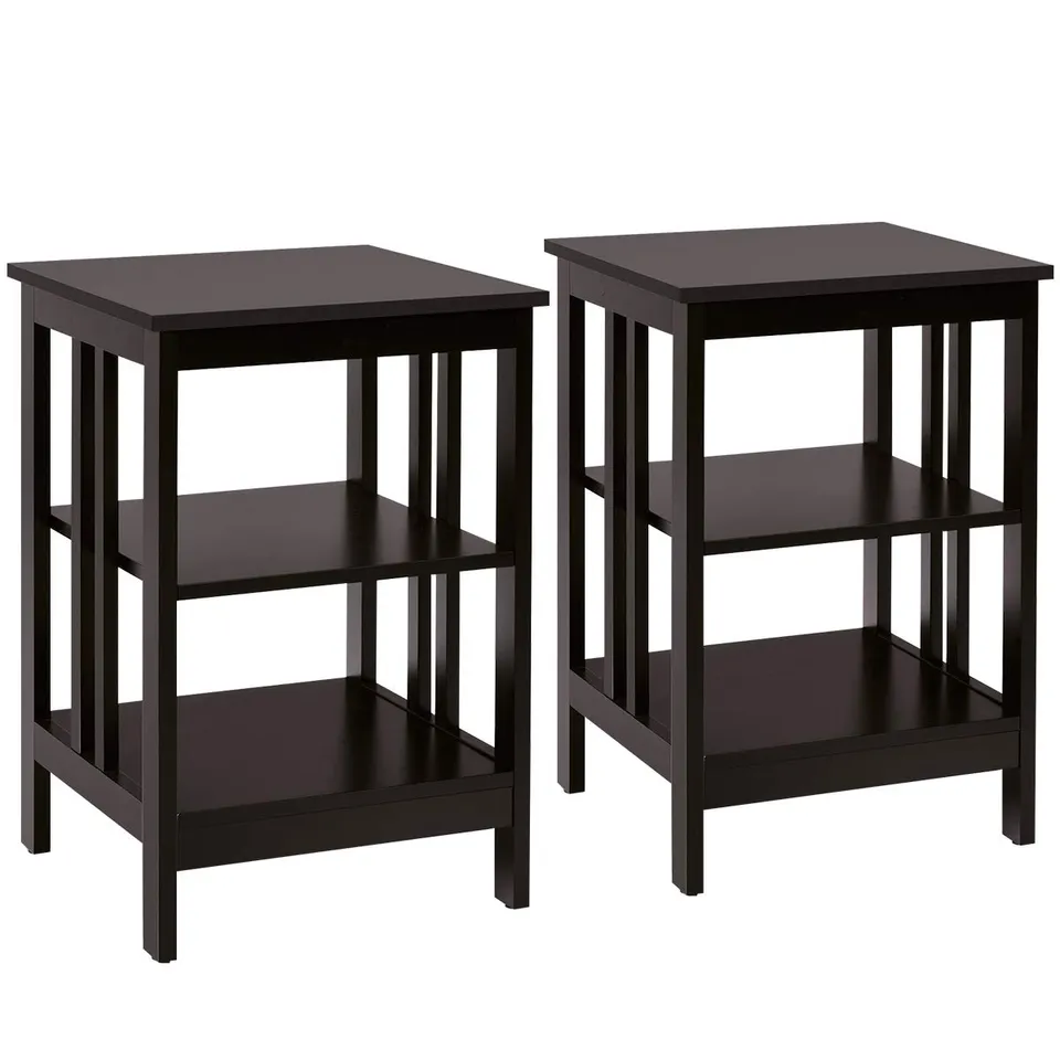 komfotteu-nachttisch-3-ebenen-braun-2er-set-40x40x61-cm image 1