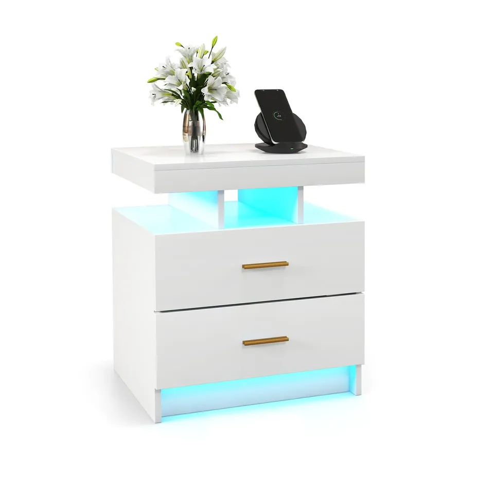 komfotteu-nachttisch-wei-mit-led-50x40x58-cm-2-schubladen image 1