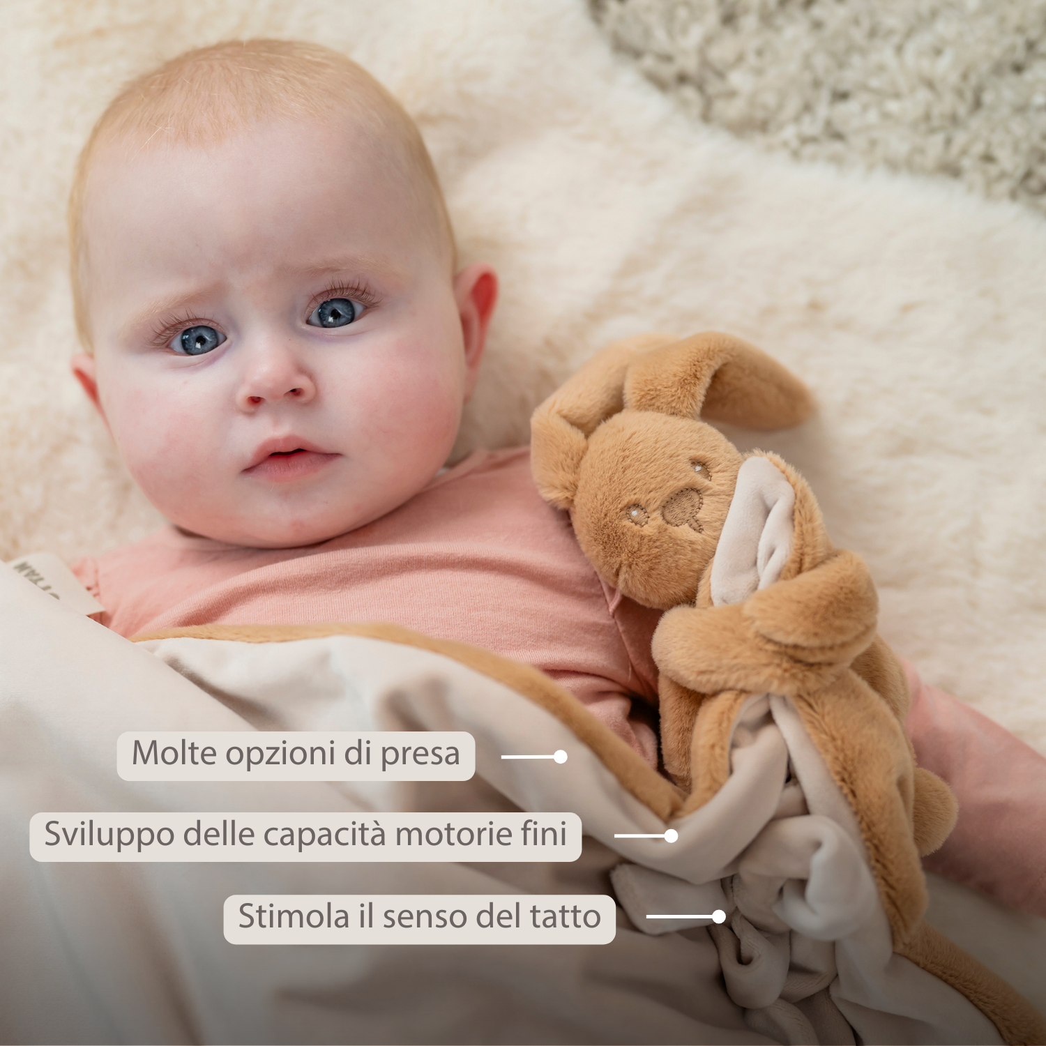 nattou-lapidou-babydecke-mit-kuscheltier-hase-50-x-50-cm-warmes-beige image 3