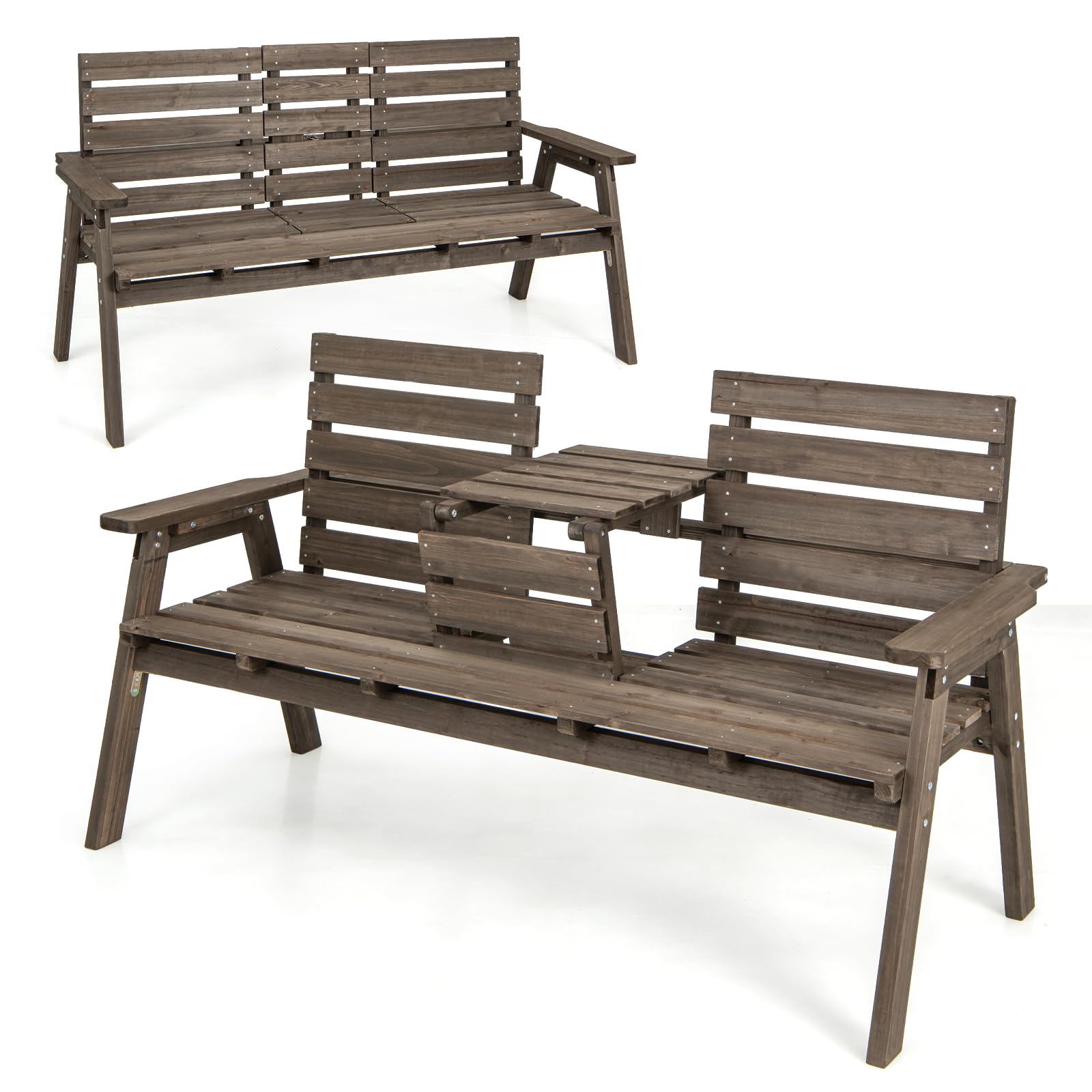 komfotteu-gartenbank-aus-tannenholz-mit-klapptisch-kaffee image 1