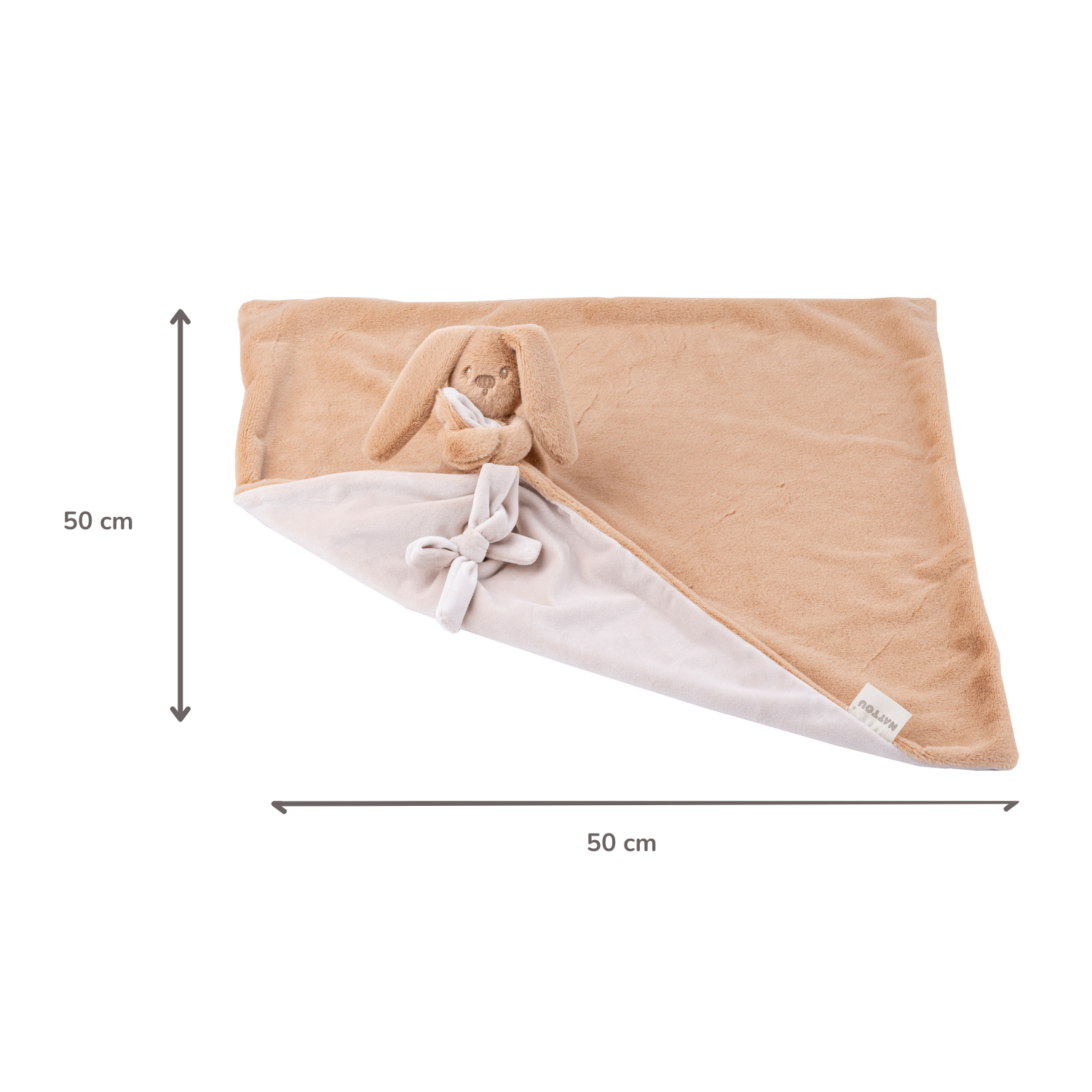 nattou-lapidou-babydecke-mit-kuscheltier-hase-50-x-50-cm-warmes-beige image 6