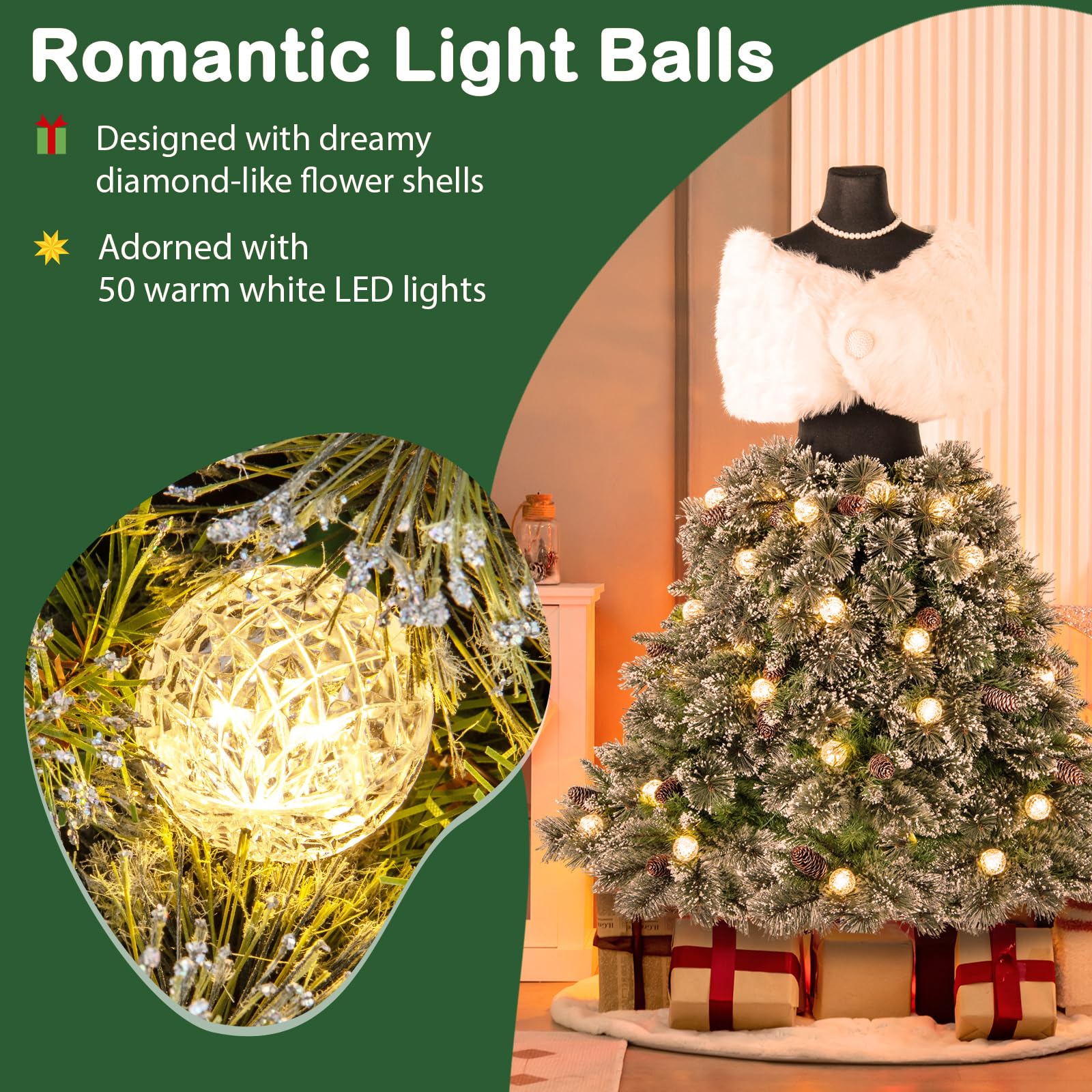 komfotteu-k-nstlicher-wei-er-weihnachtsbaum-mit-lichtern-und-metallst-nder image 5