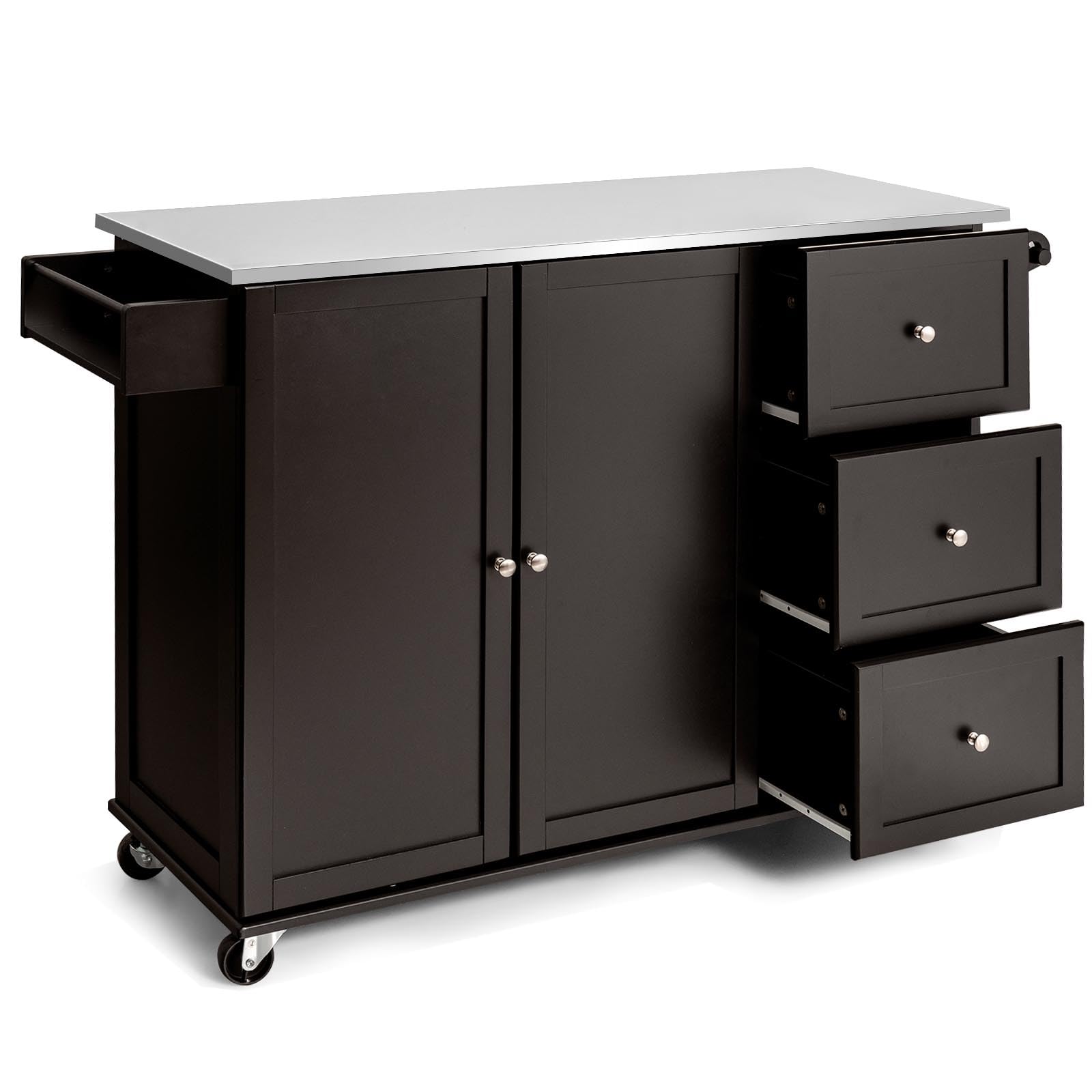 komfotteu-k-cheninsel-mit-edelstahl-arbeitsplatte-135x45-5x91-5cm-braun image 1