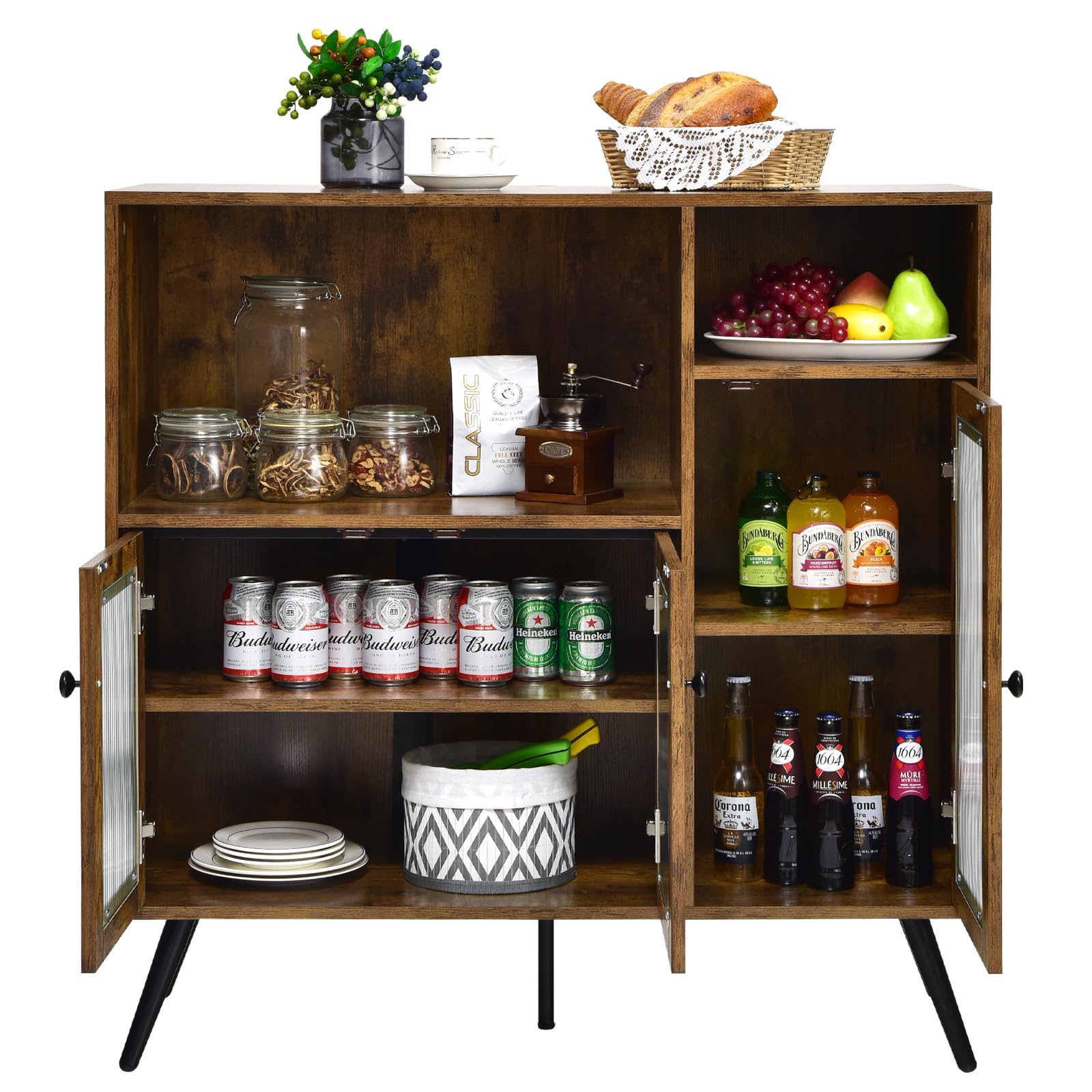 komfotteu-buffet-sideboard-mit-3-glast-ren-100x39-5x100-cm-braun image 7