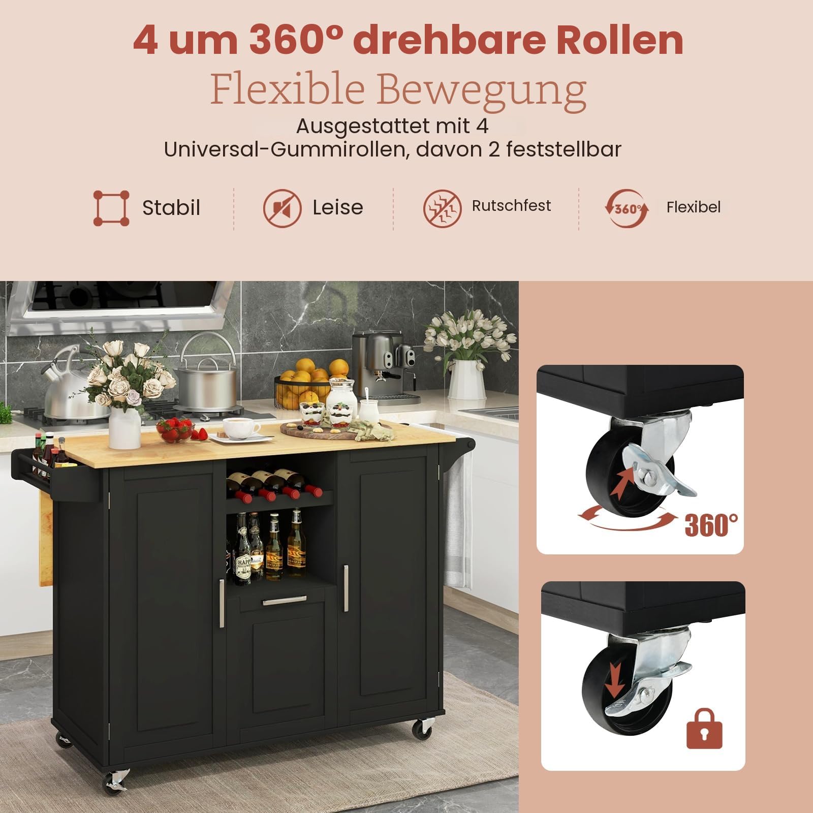 komfotteu-mobile-k-cheninsel-130x45x90cm-schwarz-mit-rollen-und-klapptisch image 4
