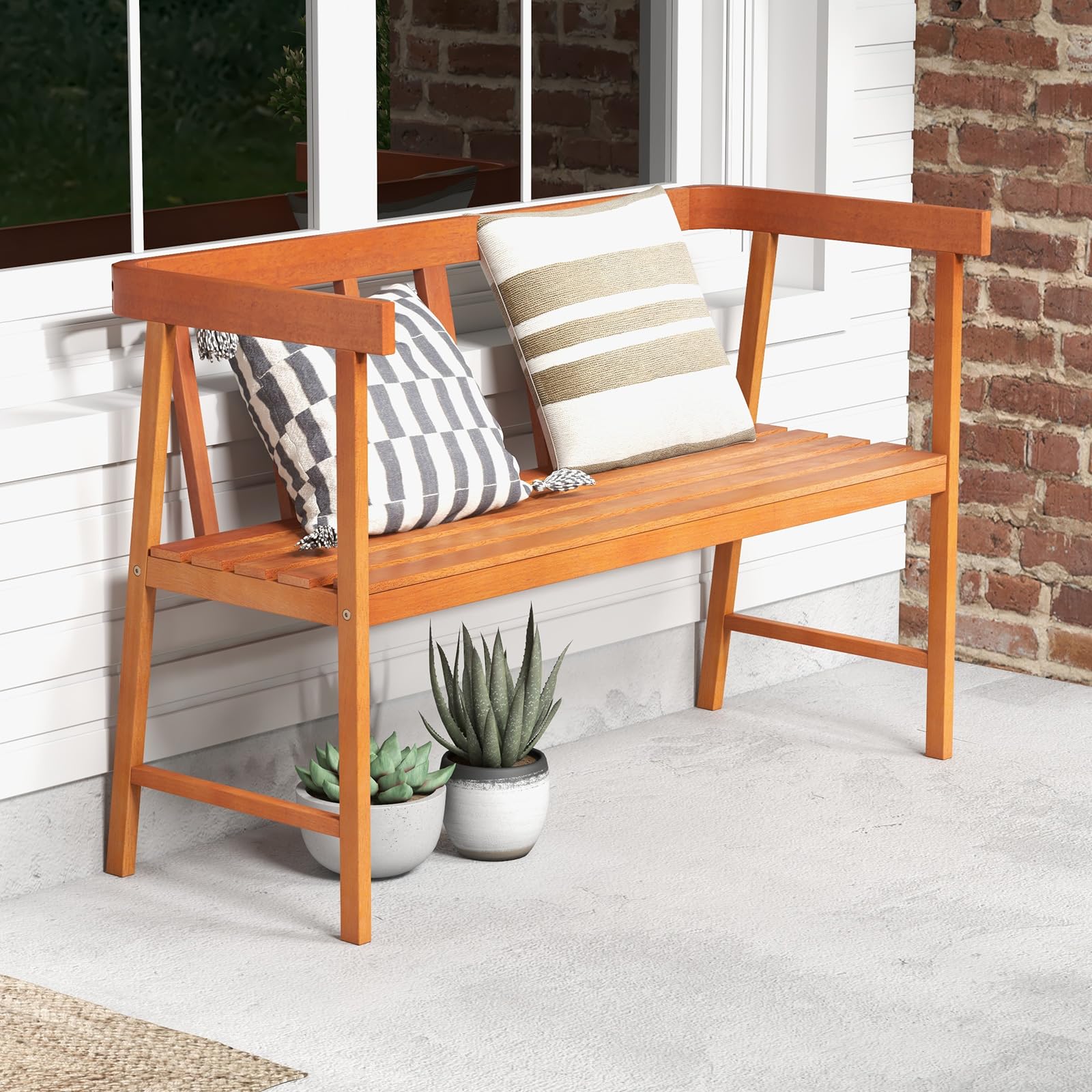 komfotteu-2-sitzer-gartenbank-akazienholz-parkbank-natur-110-x-46-x-72-cm-bis-36 image 2