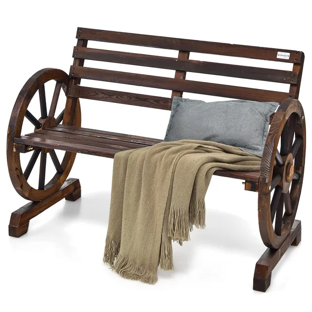 komfotteu-sitzbank-2-sitzer-mit-wagenr-dern-aus-tanne-bis-300-kg-braun image 1