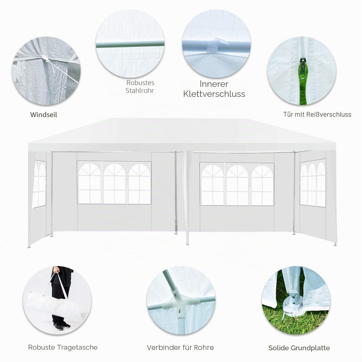 komfotteu-gartenpavillon-3x6m-partyzelt-mit-4-seitenw-nden-wei image 4