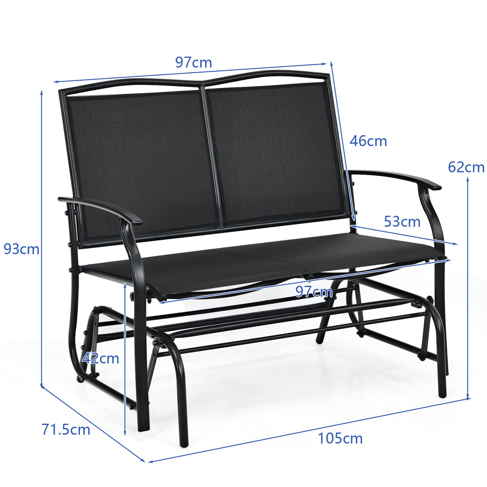 komfotteu-schaukelbank-2-sitzer-textilene-schwarz-105x71-5x93-cm-bis-180-kg image 3