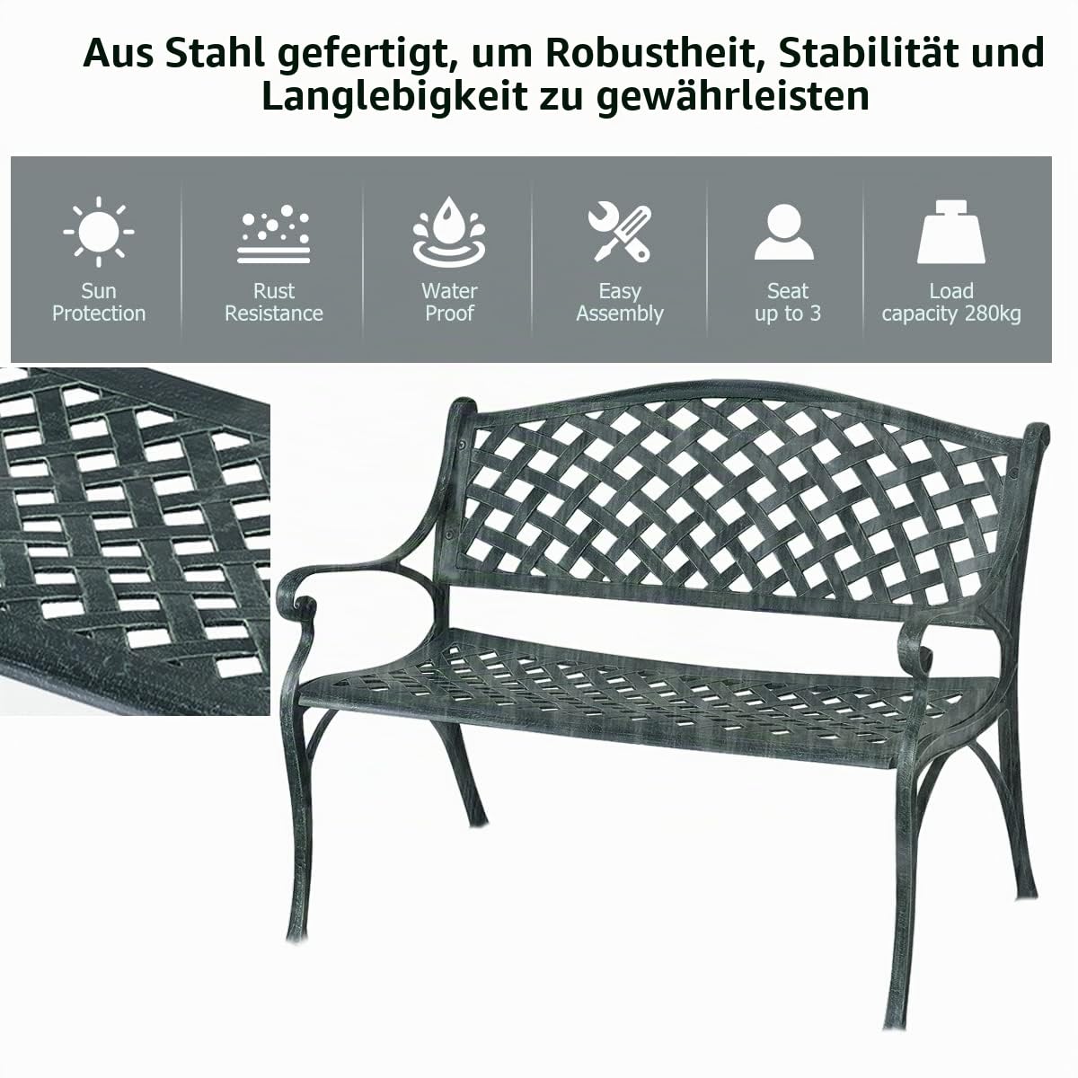 komfotteu-gartenbank-2-sitzer-aluminium-antikes-gr-n-103x60x83-cm image 4