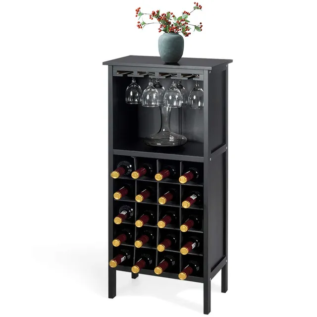 komfotteu-weinschrank-weinst-nder-f-r-20-flaschen-42-x-25-x-96-cm-schwarz image 1