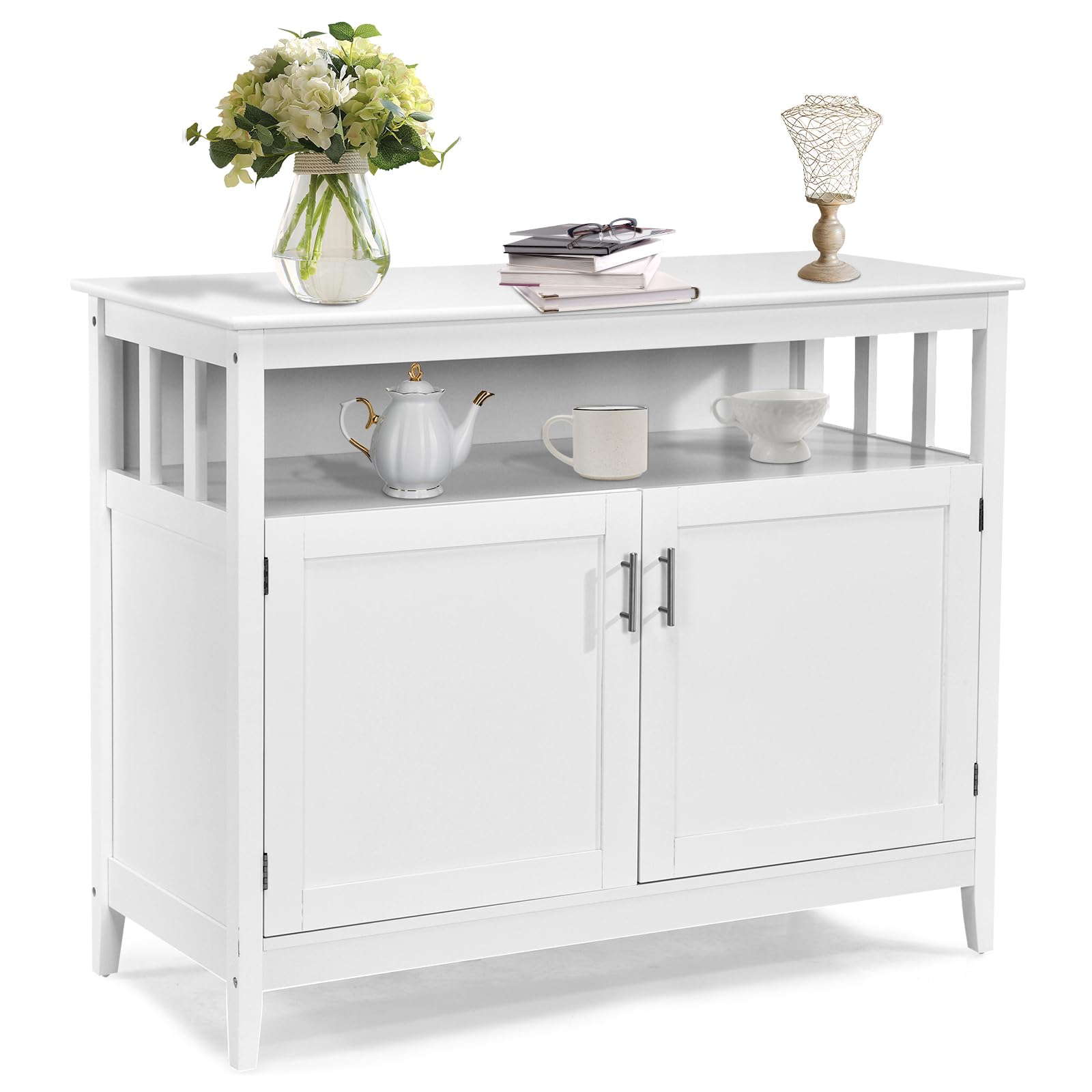 komfotteu-sideboard-kiefernholz-114x51x91-cm-mit-verstellbaren-regalen image 1