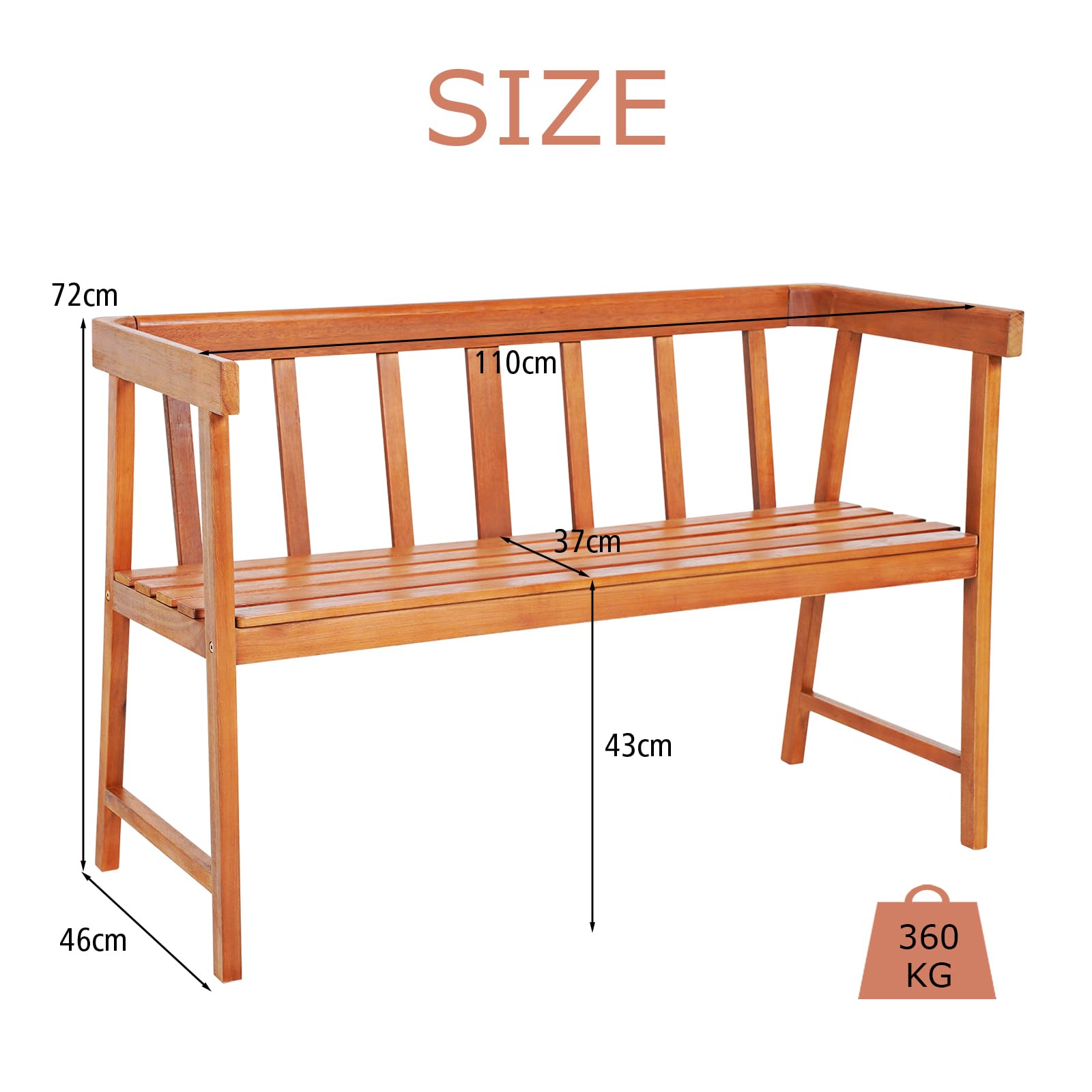 komfotteu-2-sitzer-gartenbank-akazienholz-parkbank-natur-110-x-46-x-72-cm-bis-36 image 3