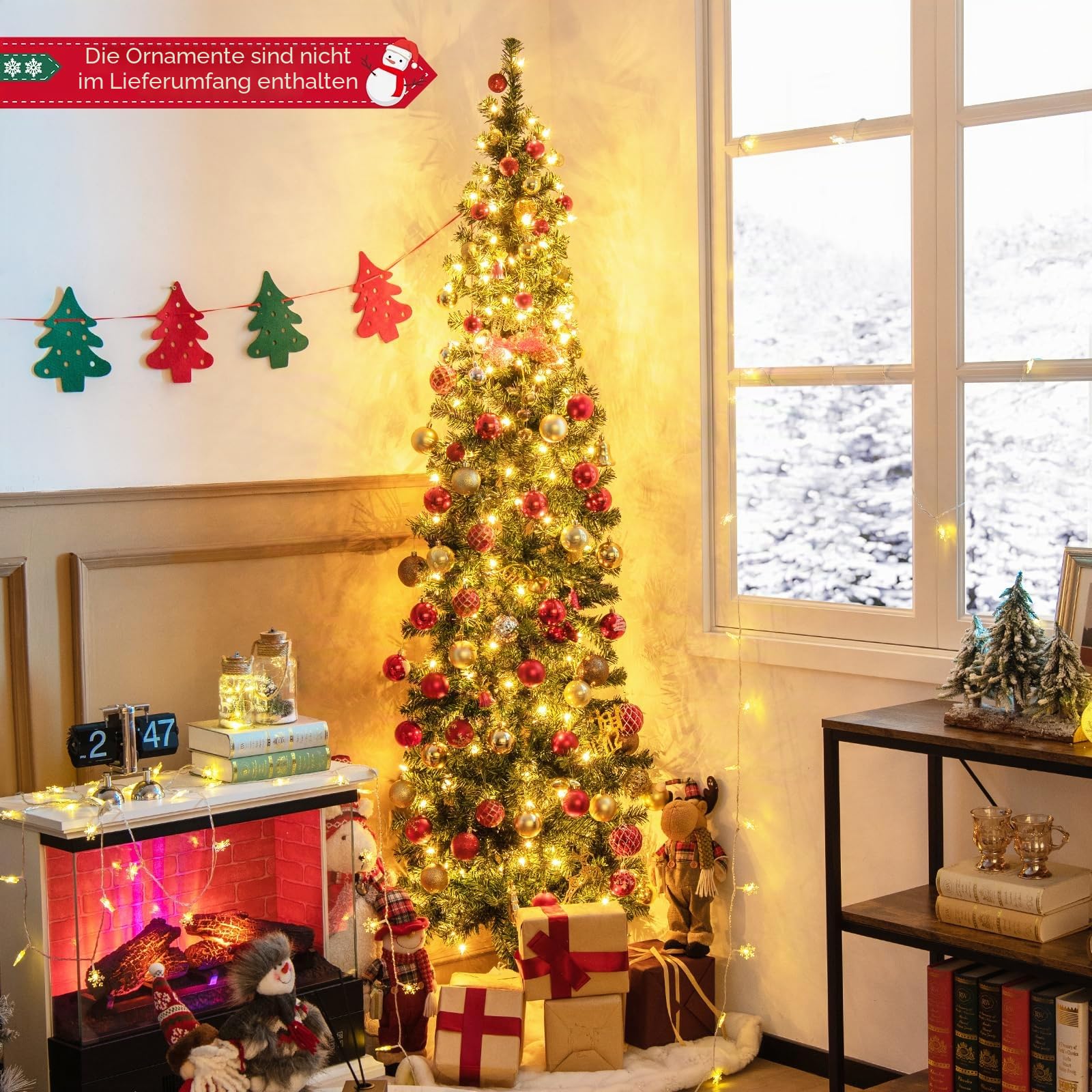 komfotteu-k-nstlicher-bleistiftbaum-210-cm-weihnachtsbaum-mit-150-led image 2