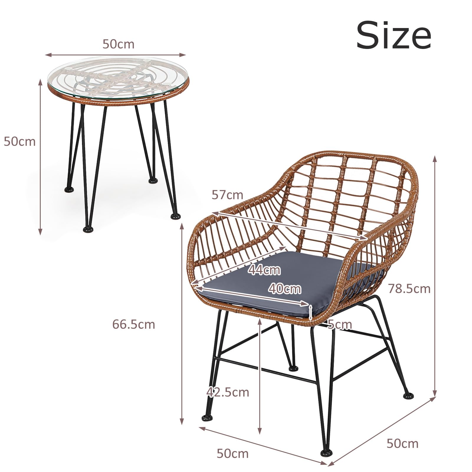 komfotteu-3-teiliges-rattan-bistroset-mit-2-st-hlen-kissen-glastisch-braun image 6