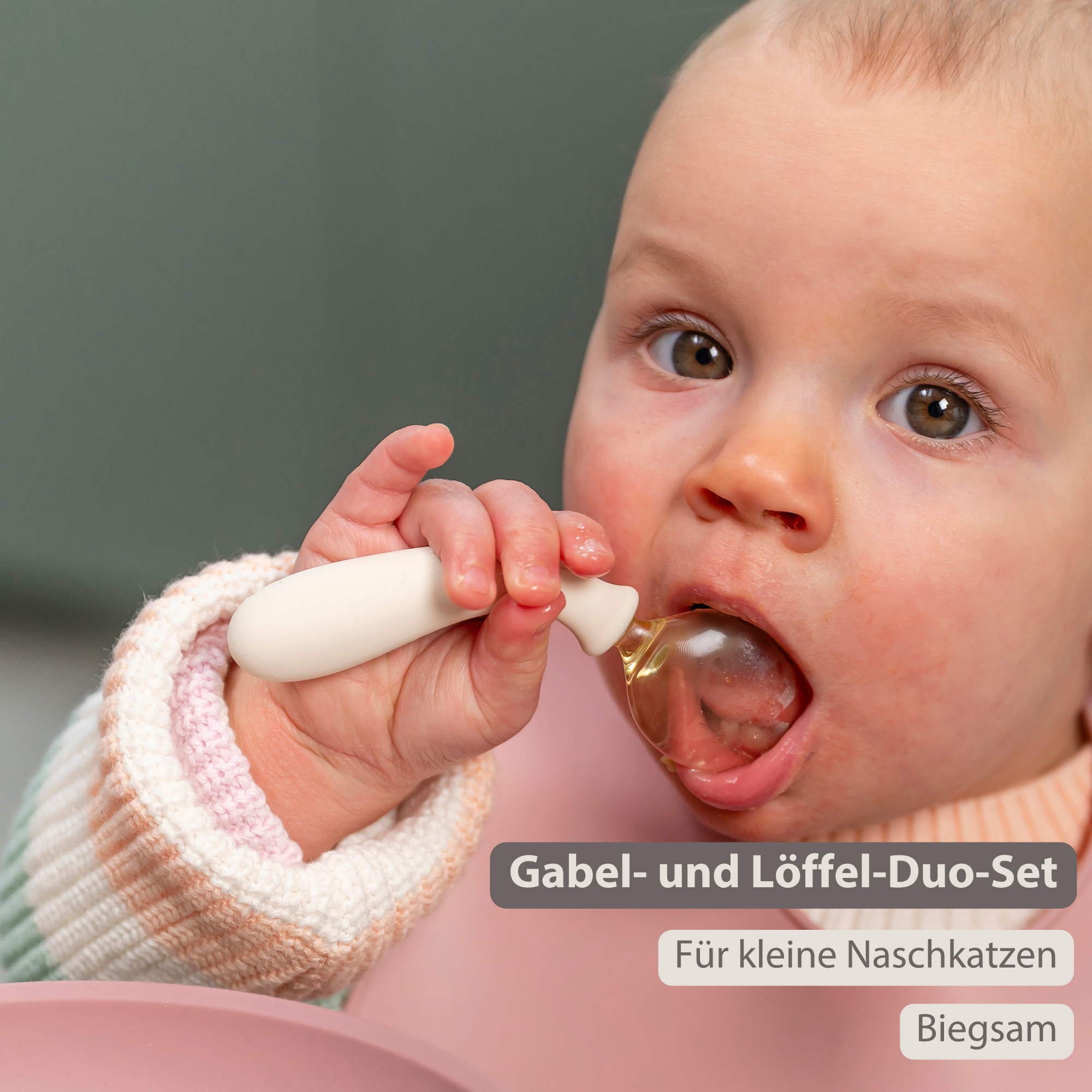 nattou-mealtime-babybesteck-silikon-12-cm-ecru image 2