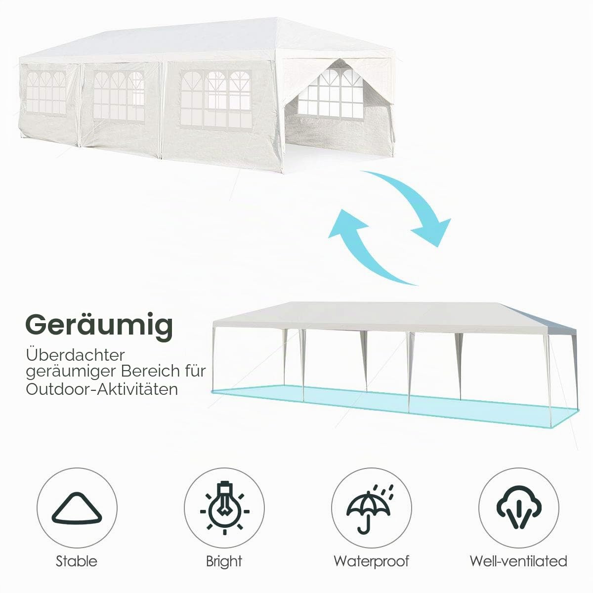 komfotteu-gartenpavillon-3x9m-partyzelt-mit-8-seitenw-nden-wei image 3