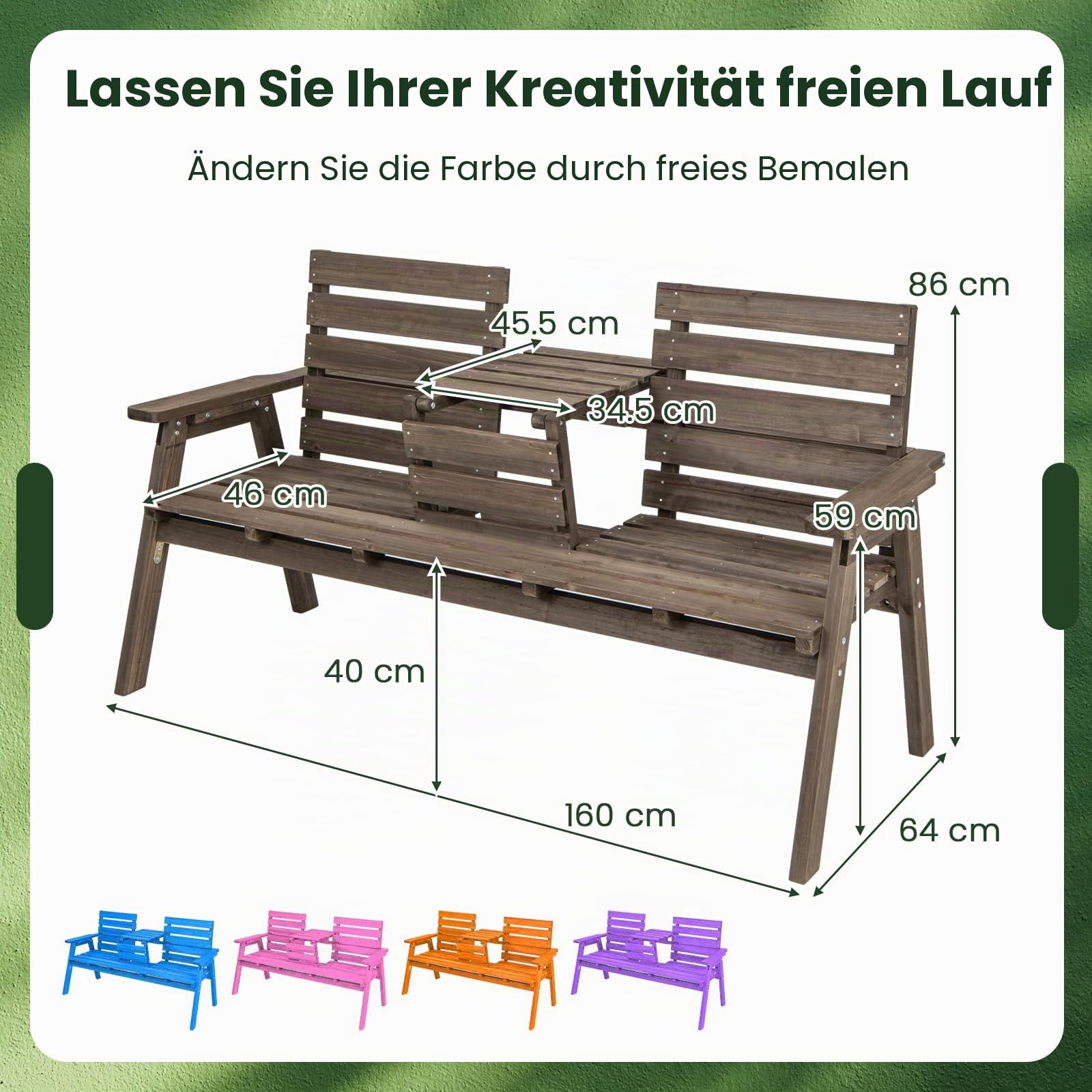 komfotteu-gartenbank-aus-tannenholz-mit-klapptisch-kaffee image 3