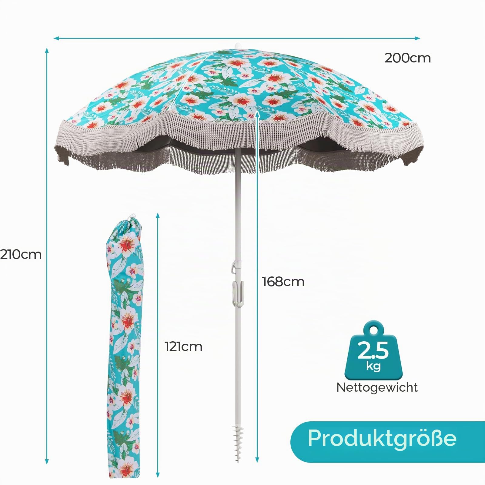 komfotteu-strandschirm-boho-200-cm-mit-fransen-und-tasche image 6