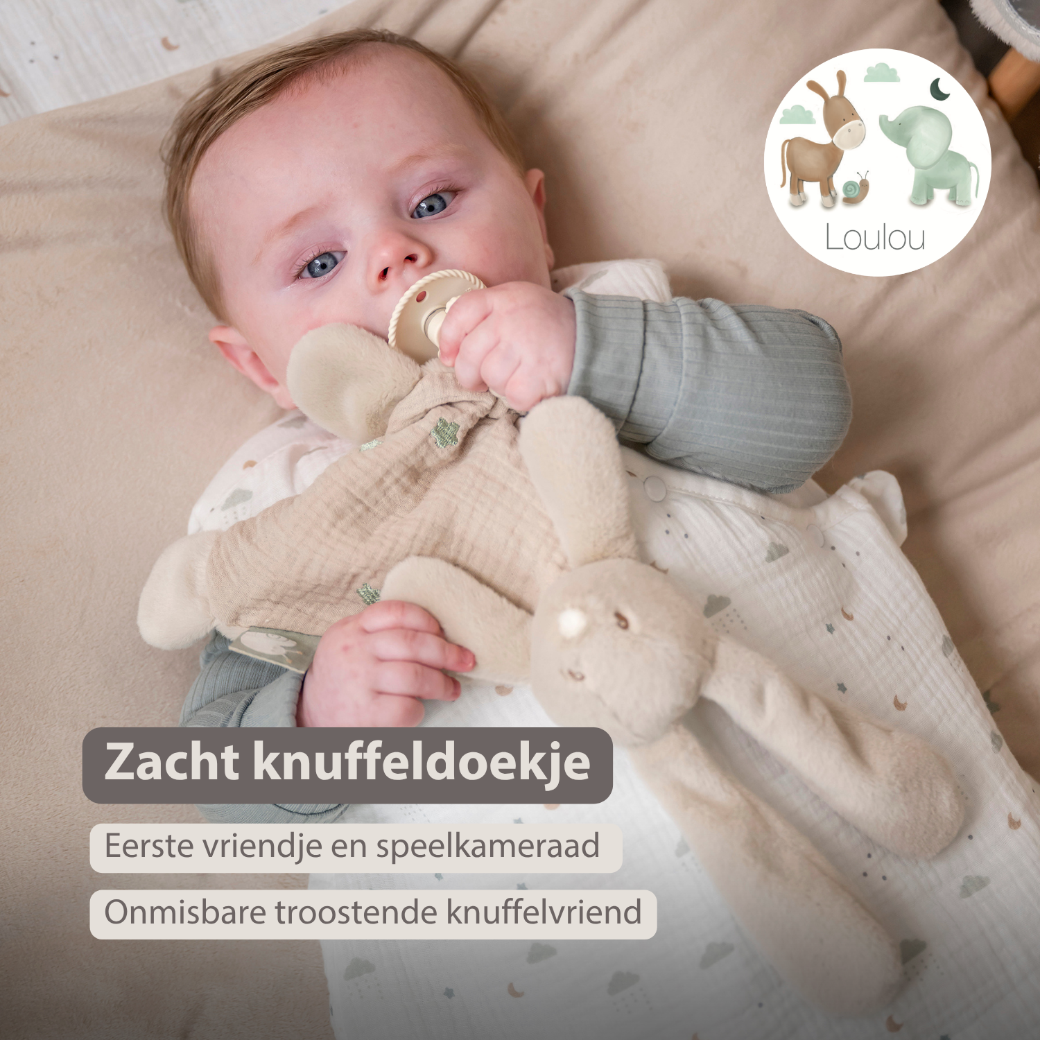 nattou-loulou-mini-kuscheltuch-hase-25-cm-sand image 5