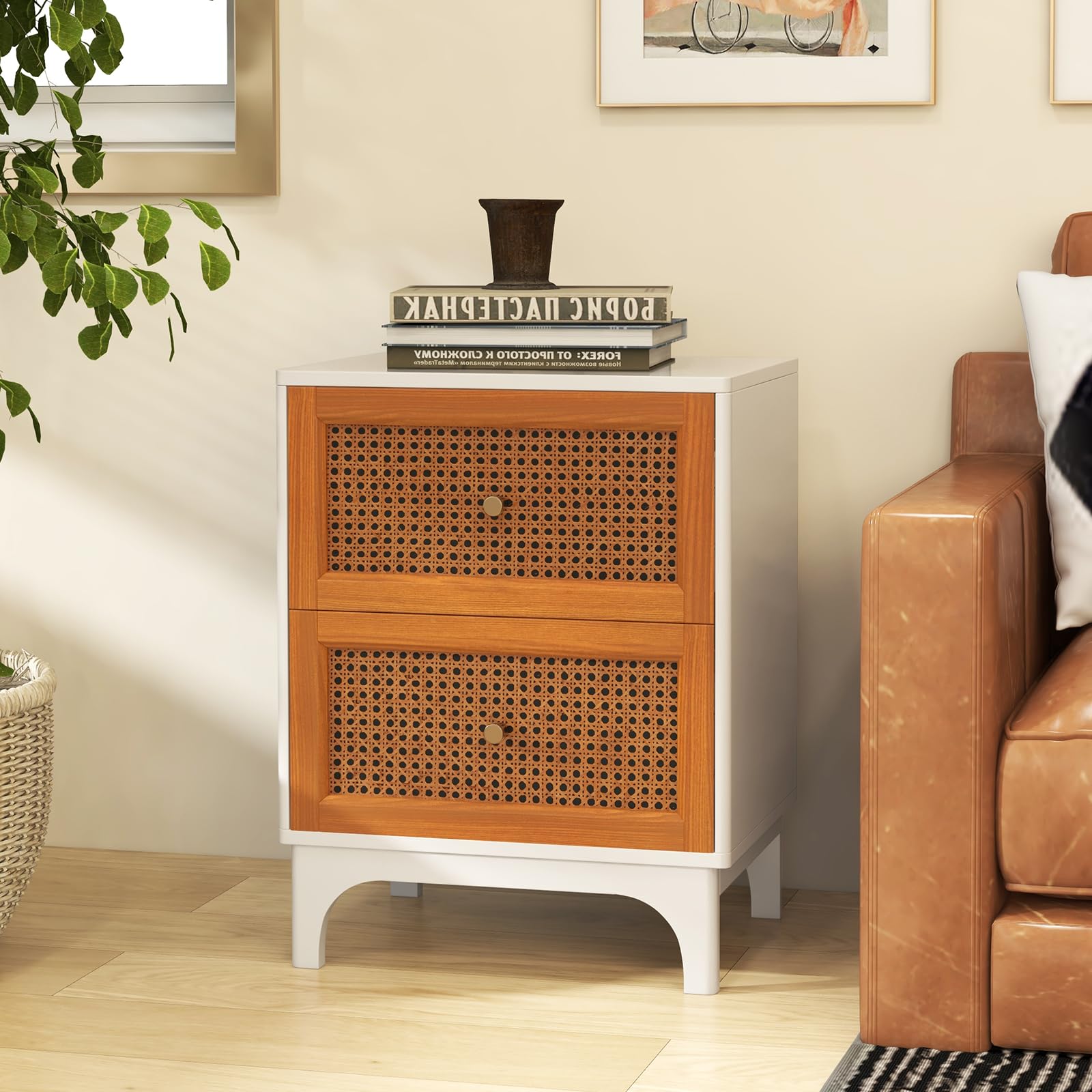 komfotteu-nachttisch-rattan-40x30x60-5-cm-2-schubladen image 2