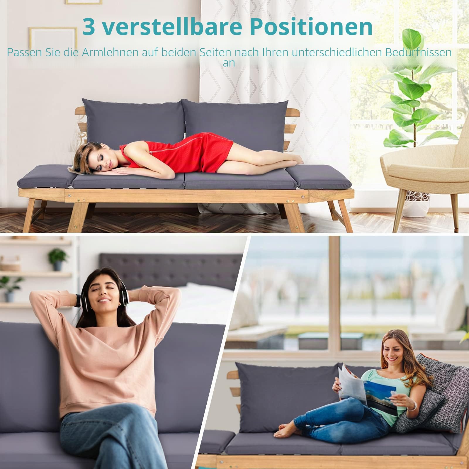 komfotteu-gartenbank-aus-holz-165-x-65-x-88-cm-verstellbare-multifunktionsbank-g image 4